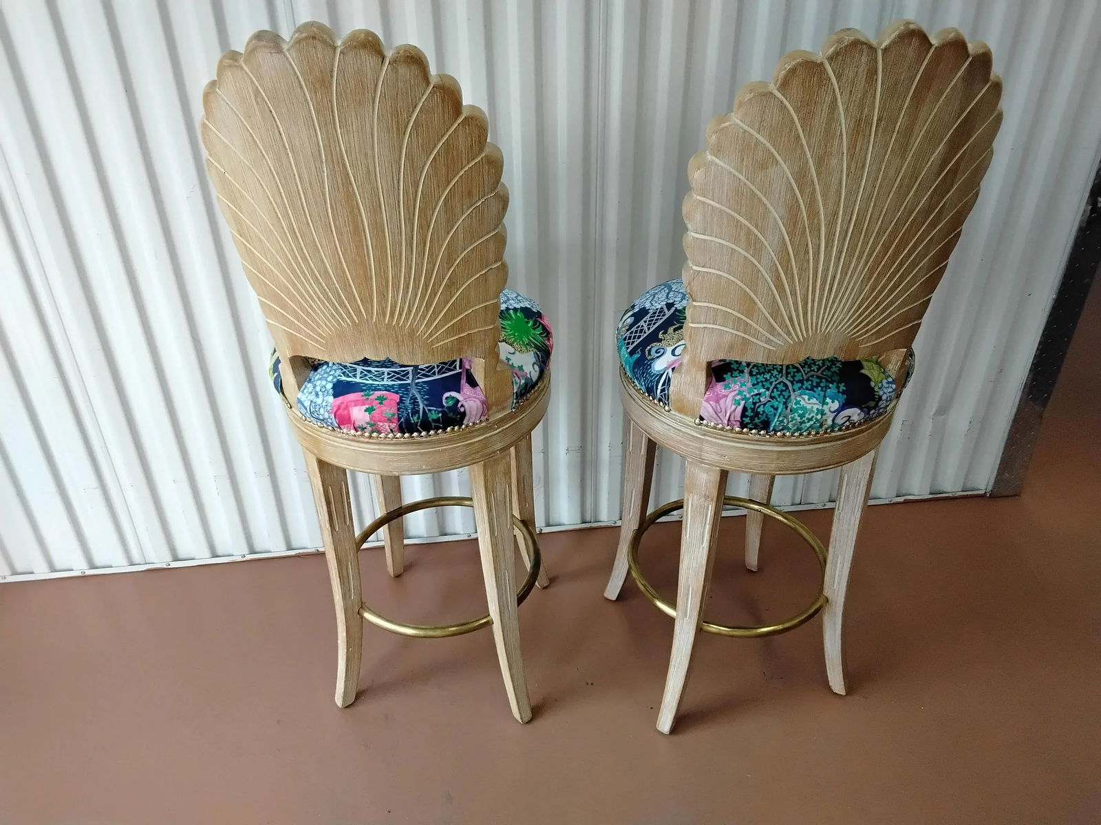 1970s Hollywood Regency Grotto Style Counter Stools - Set of 2 - 3