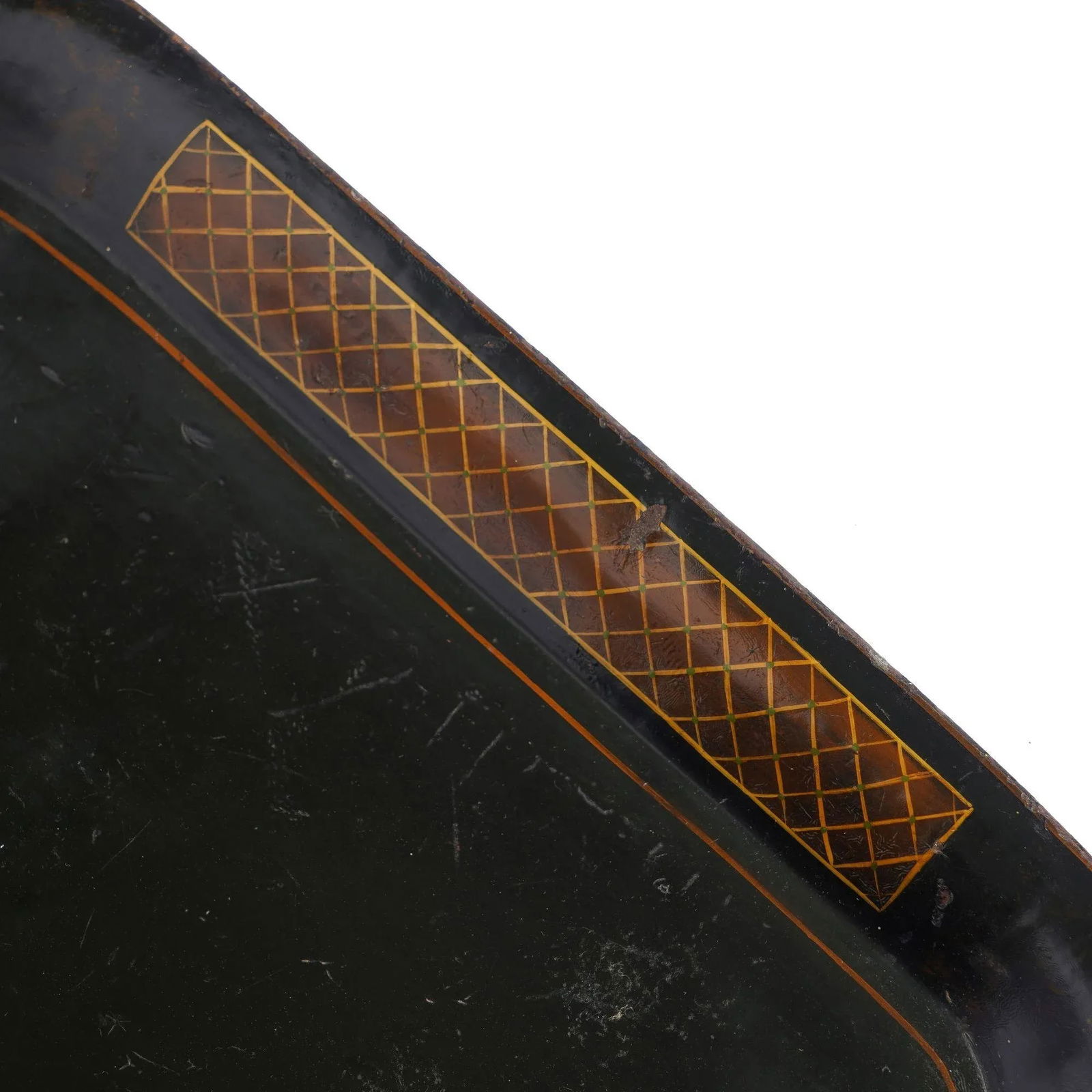 English Tole Tray With Diapered Panels on the Rolled Rim, C. 1840 - 3