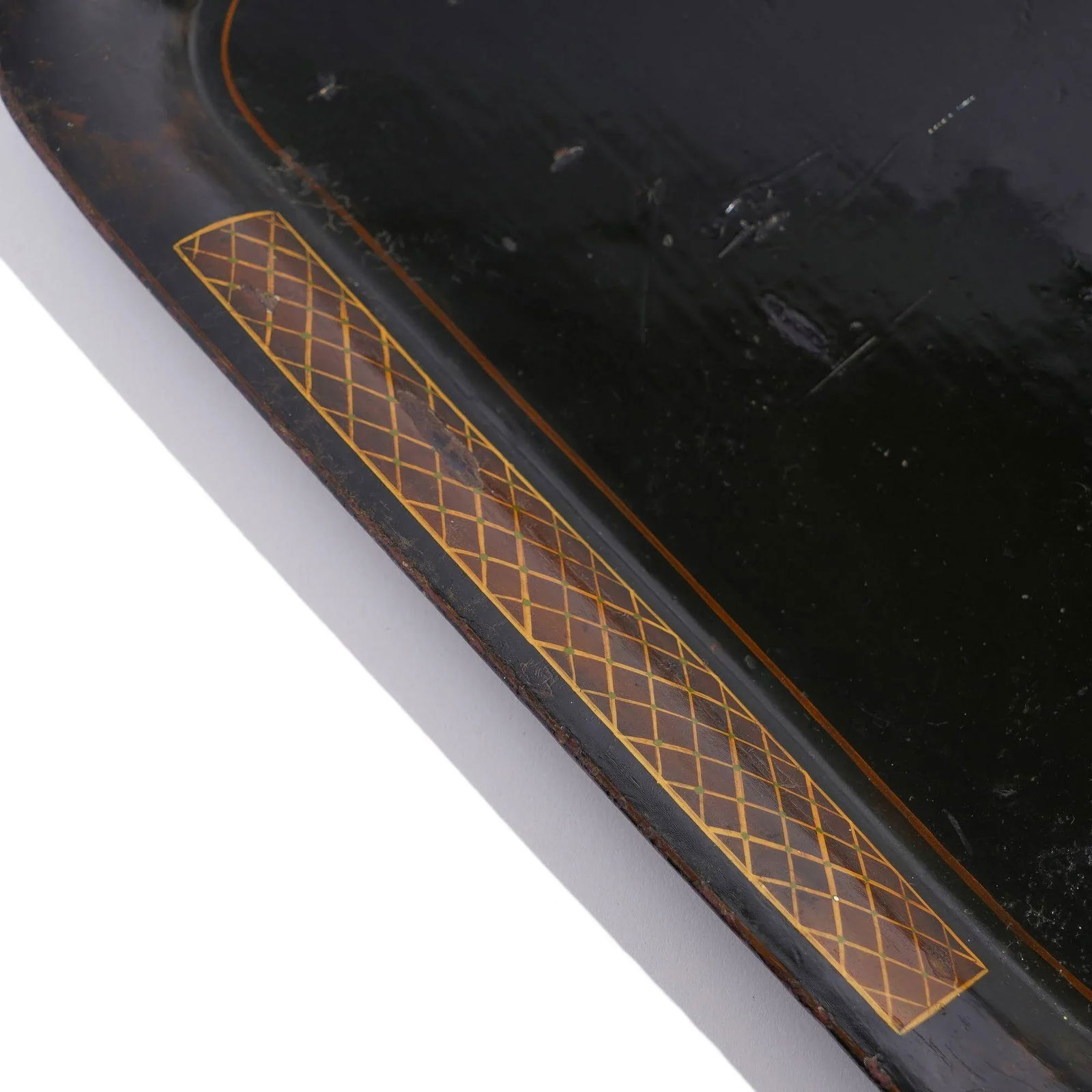 English Tole Tray With Diapered Panels on the Rolled Rim, C. 1840 - 5