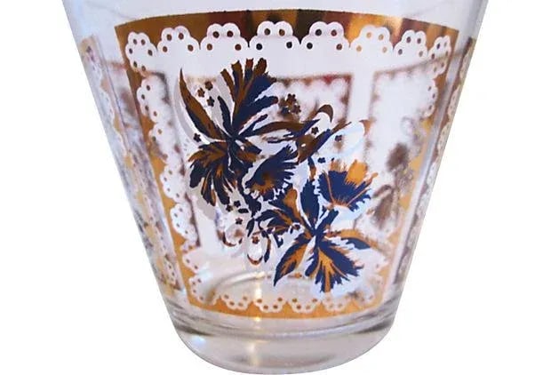 Mid-Century Purple Iris Ice Bucket & Glasses, Set of 3 - 2