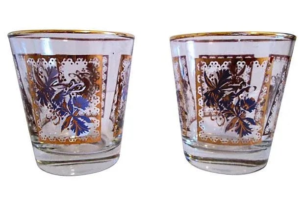 Mid-Century Purple Iris Ice Bucket & Glasses, Set of 3 - 4