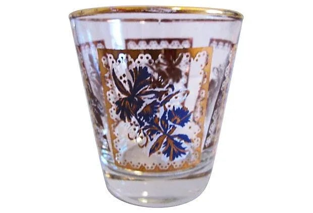 Mid-Century Purple Iris Ice Bucket & Glasses, Set of 3 - 5