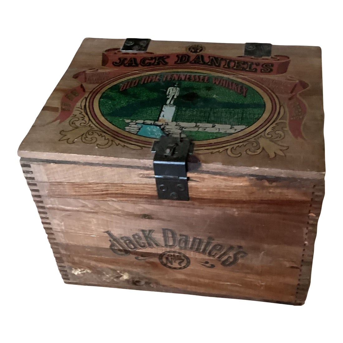 1960s Jack Daniel's Vintage Wooden Box Whiskey Crate: This unique Jack Daniel's Whiskey Box would be great for "The Man Cave". Large enough to store whiskey or bourbon bottles. Also can be used as a small storage trunk for collectibles, blankets,