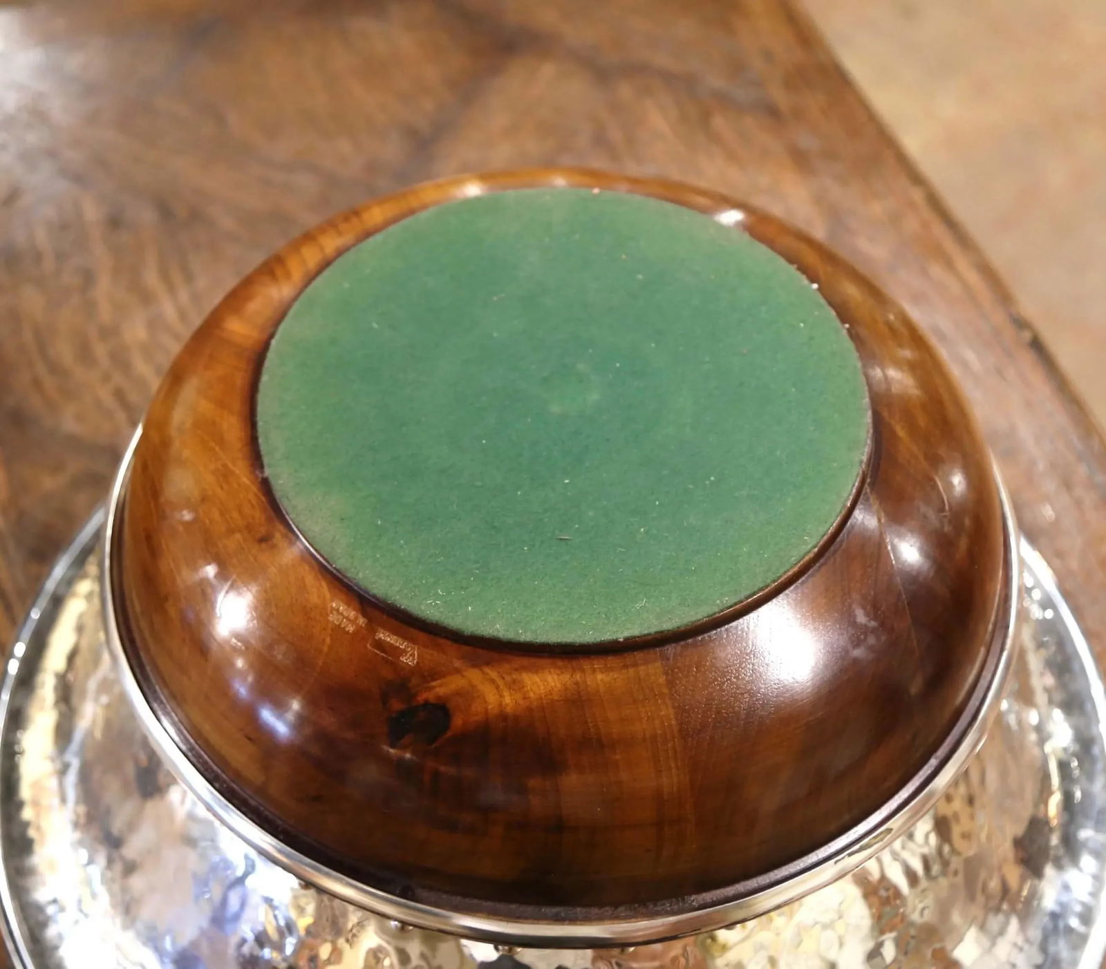 Vintage Spanish Silver Plated Center Piece on Walnut Base Stamped Valenti - 10