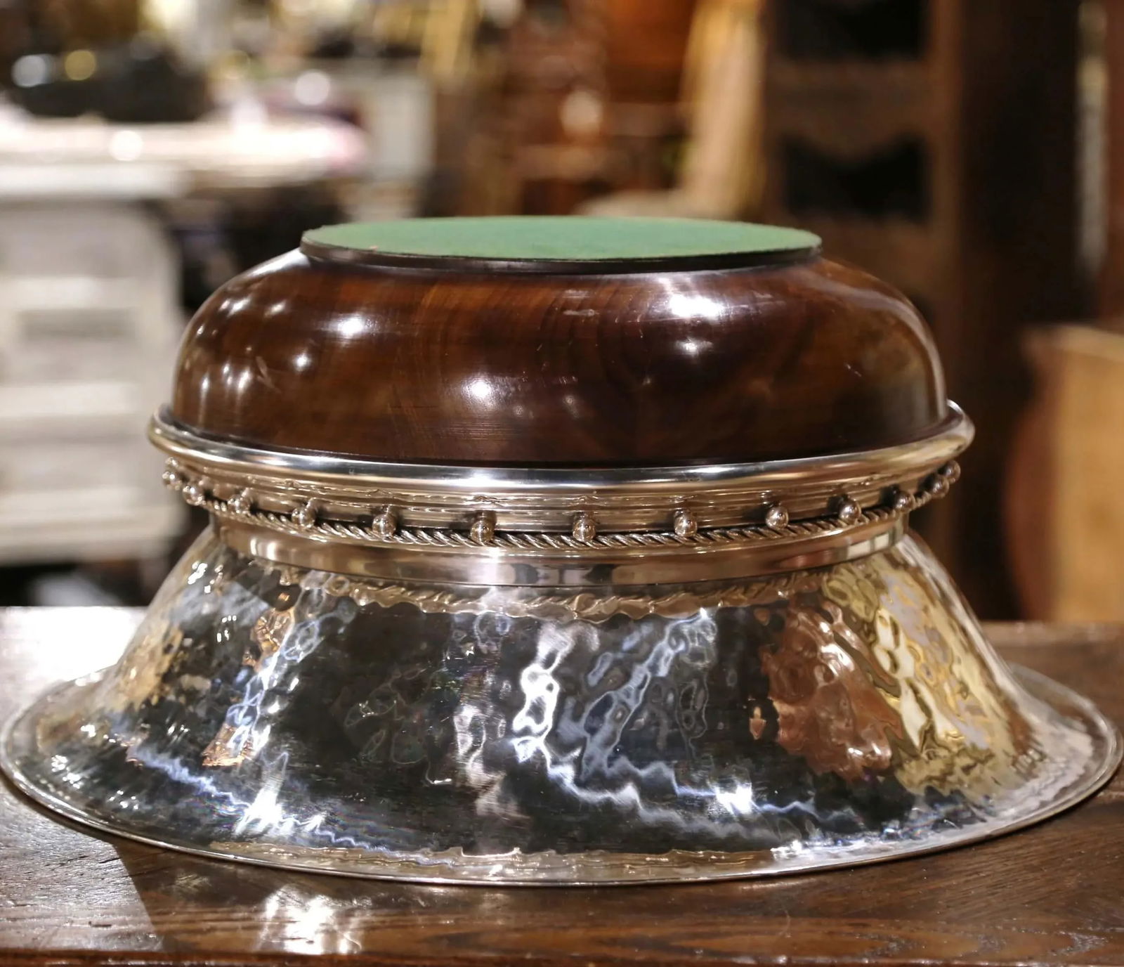 Vintage Spanish Silver Plated Center Piece on Walnut Base Stamped Valenti - 8