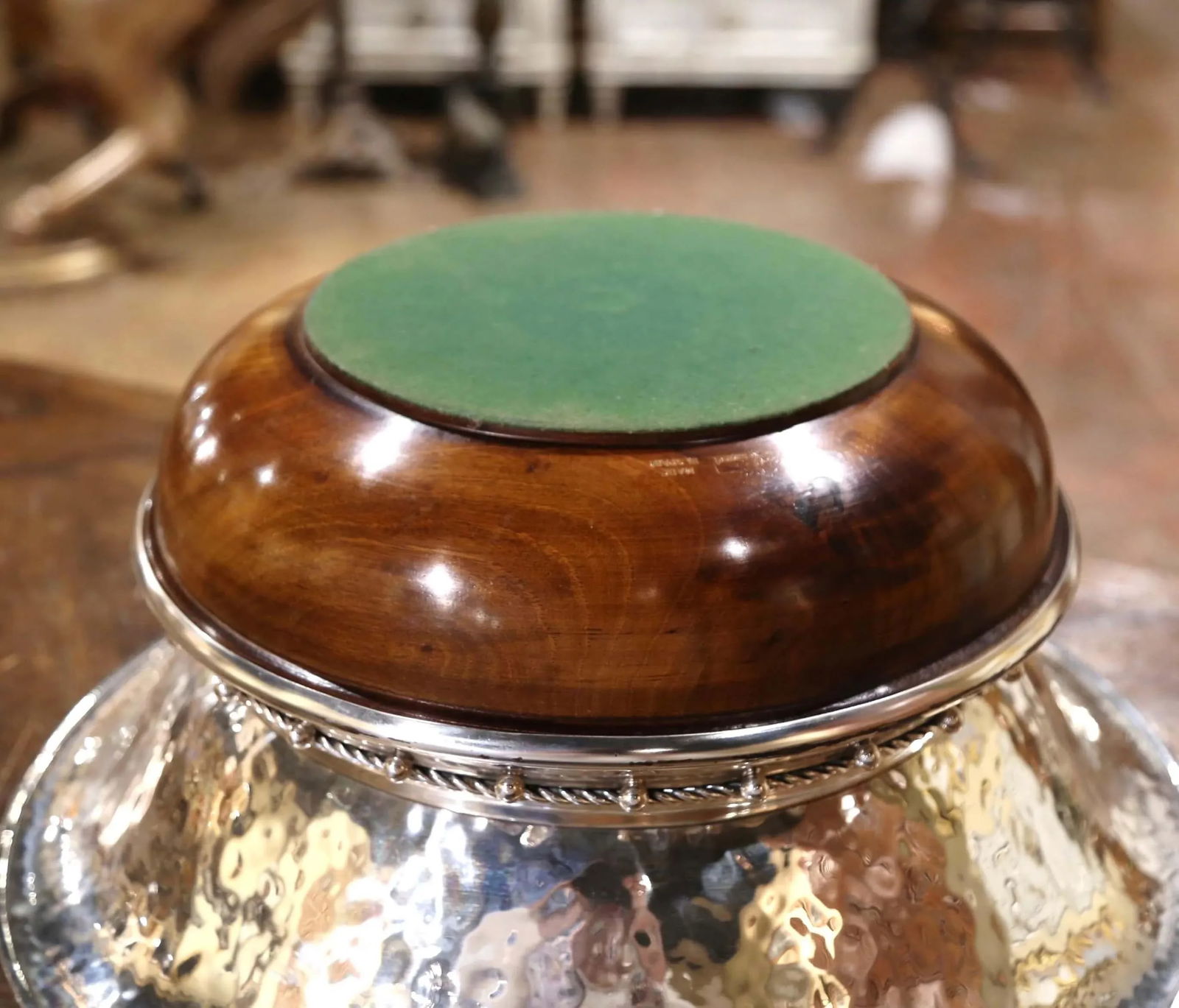 Vintage Spanish Silver Plated Center Piece on Walnut Base Stamped Valenti - 9