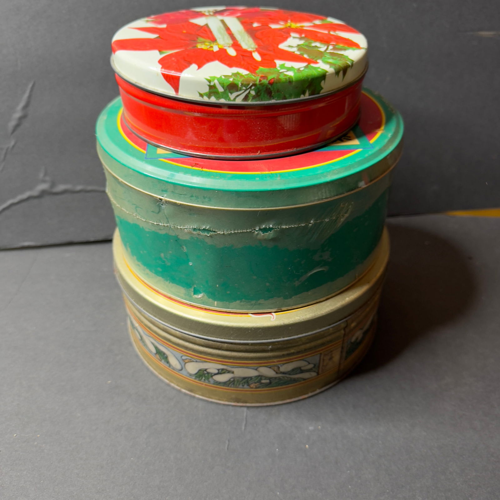 1990s Mismatched Christmas Tins- Set of 3 - 2
