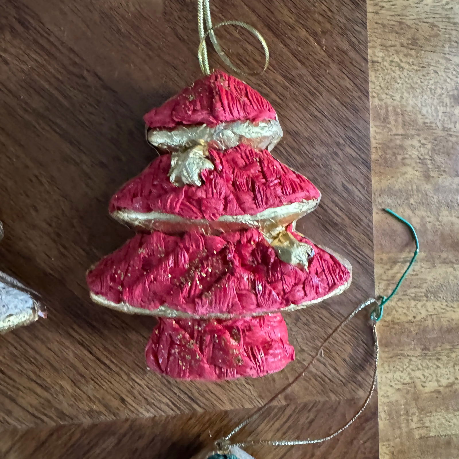 1980s Paper Mache Christmas Tree Ornaments-Set of 4 - 4