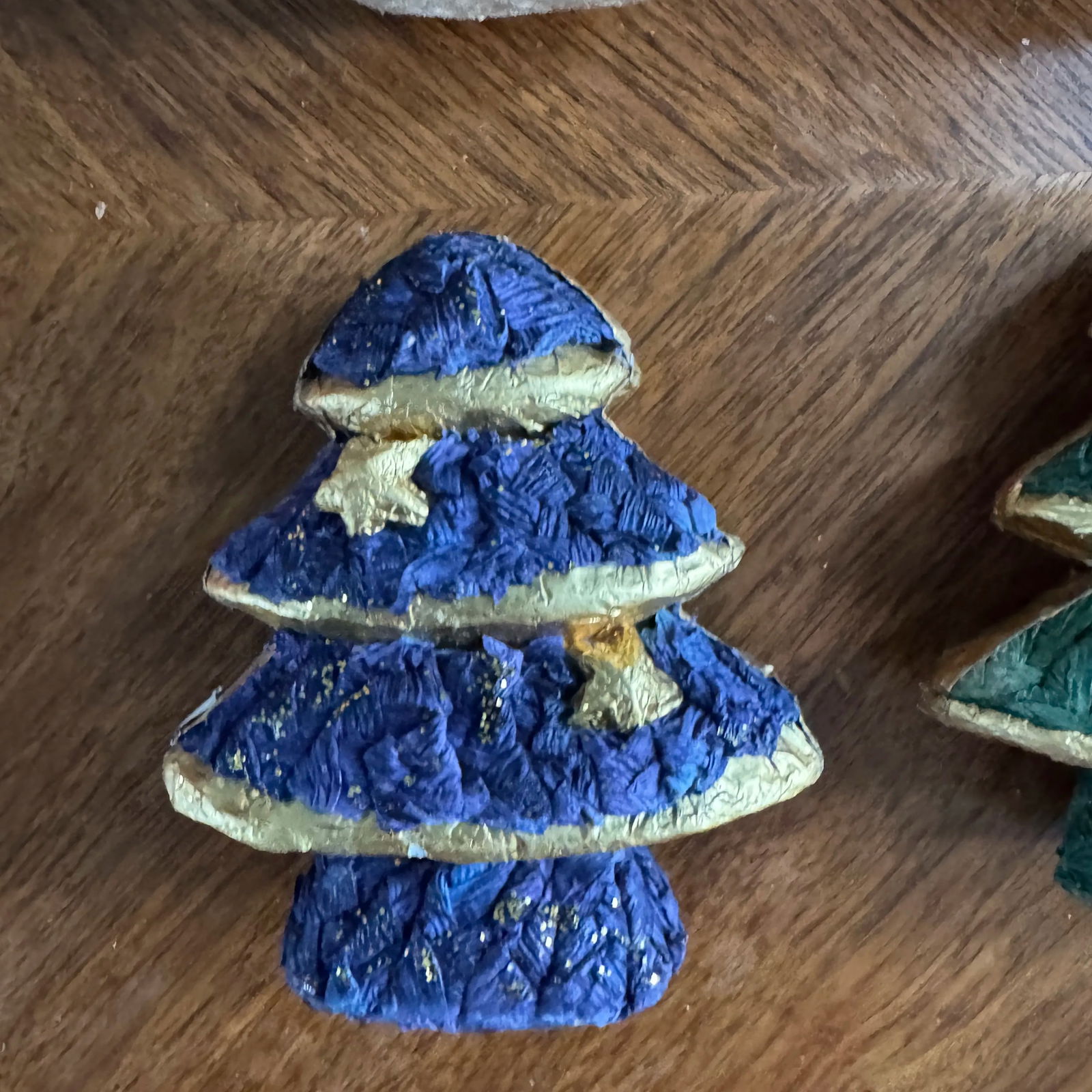 1980s Paper Mache Christmas Tree Ornaments-Set of 4 - 6