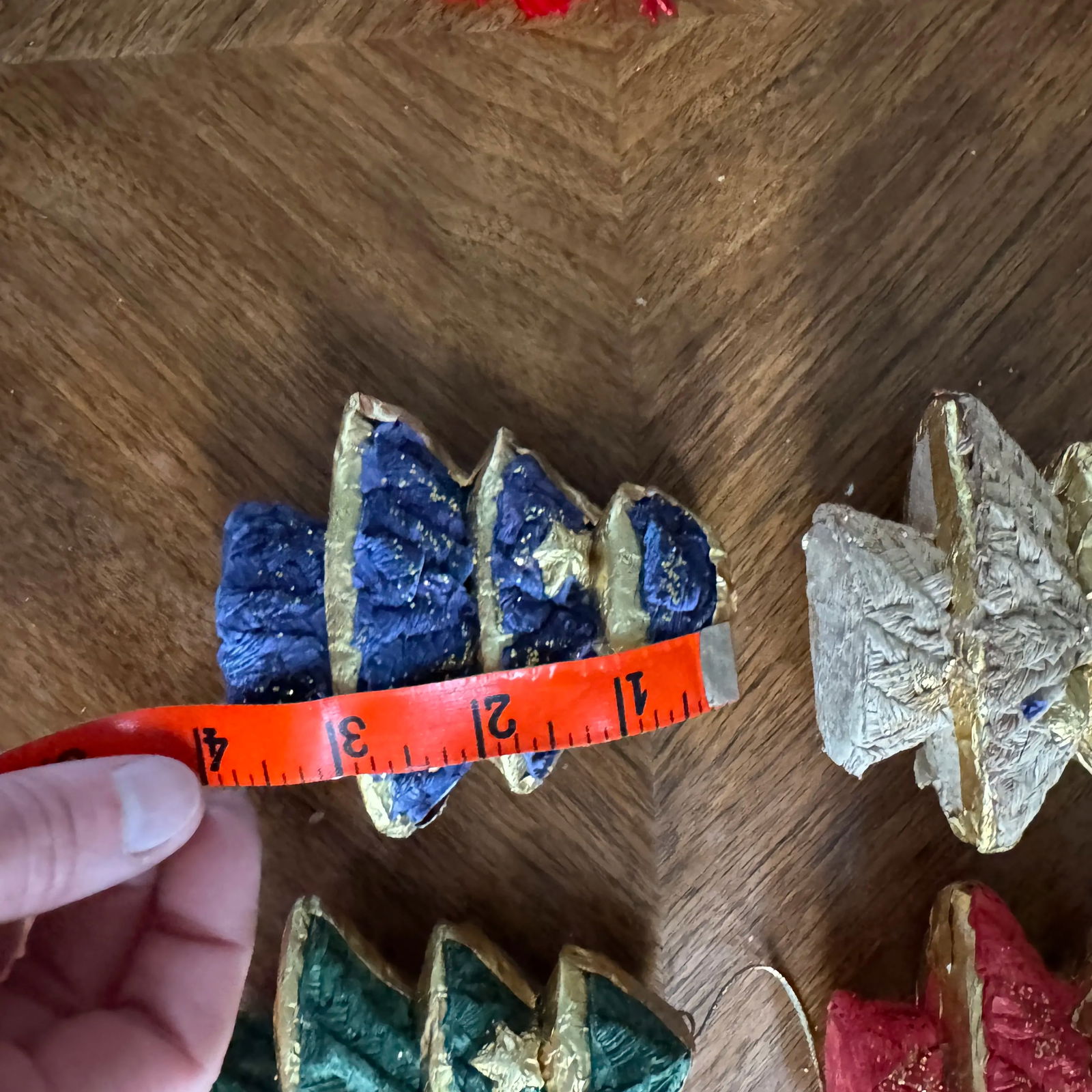 1980s Paper Mache Christmas Tree Ornaments-Set of 4 - 7