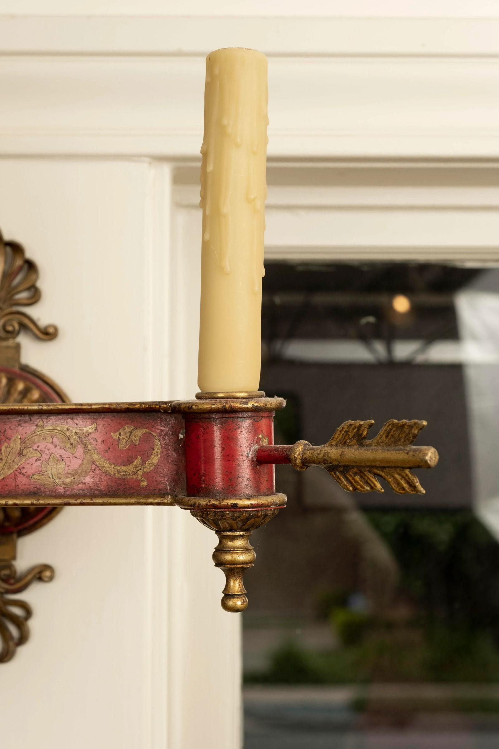 Pair of French Empire Style or Neoclassical Style Bronze and Tole Sconces - 8