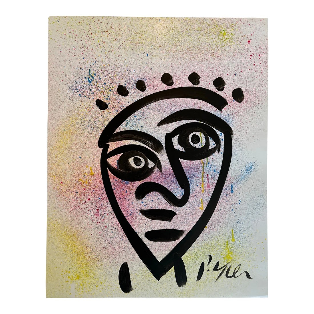 Late 20th Century Original Peter Keil Abstract Portrait Acrylic Painting on Paper: 28"H x 22"W Peter Robert Keil, a German artist born in 1942, has led a life immersed in creativity and expression. Known for his vibrant and emotive abstract paintings, Keil's journey as an artist beg