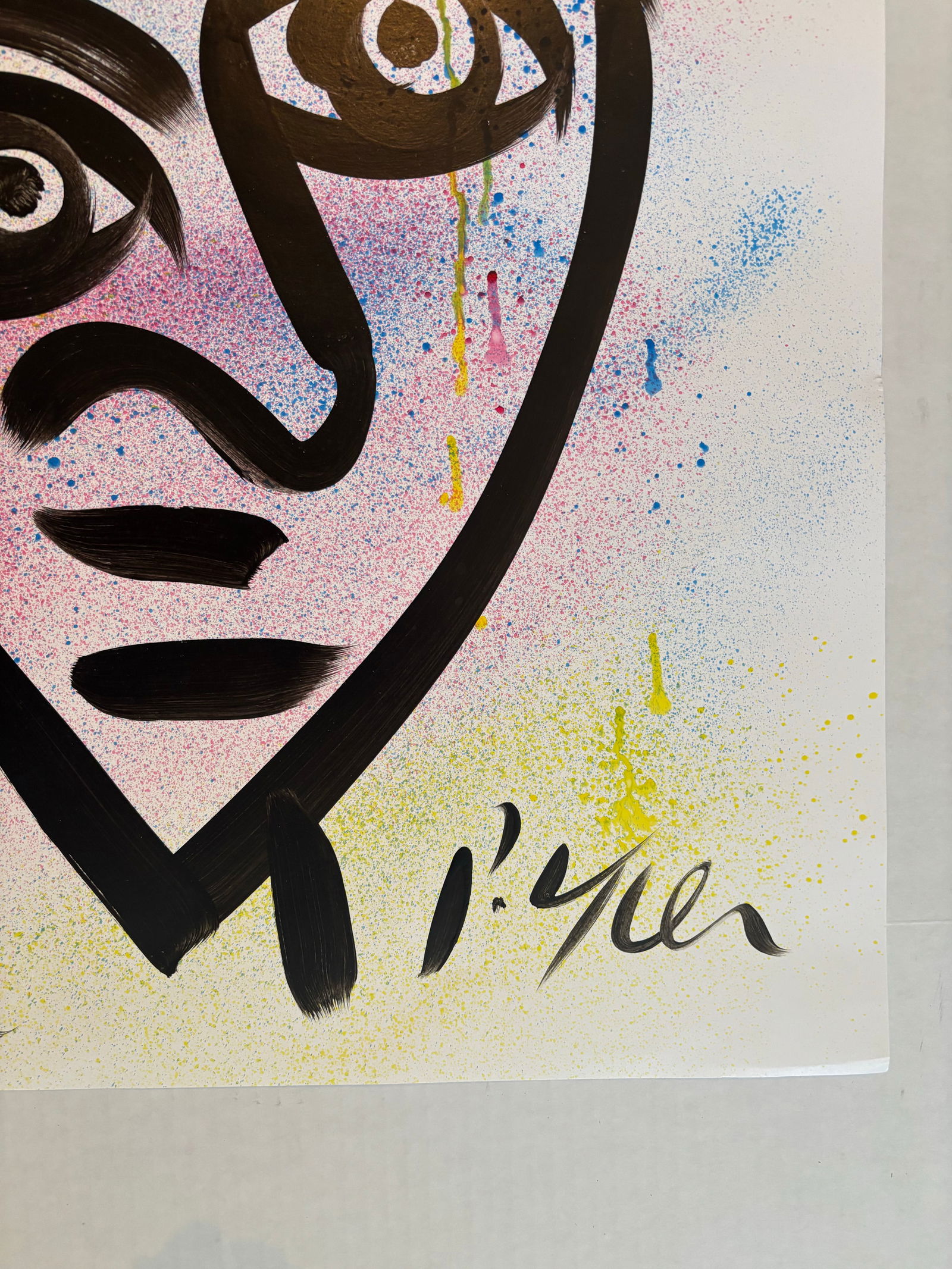 Late 20th Century Original Peter Keil Abstract Portrait Acrylic Painting on Paper - 3