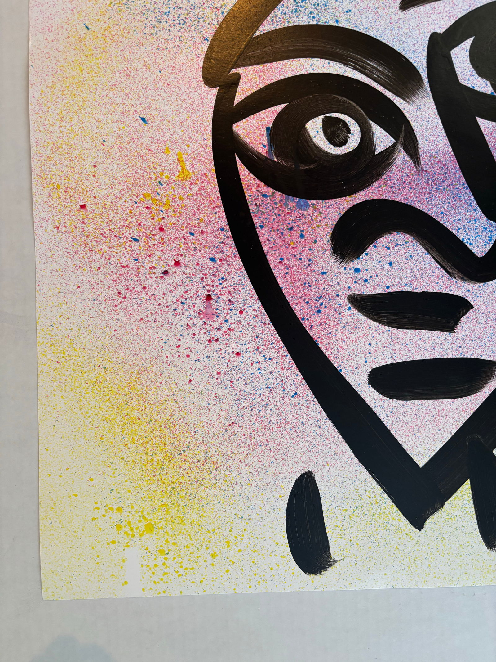 Late 20th Century Original Peter Keil Abstract Portrait Acrylic Painting on Paper - 4