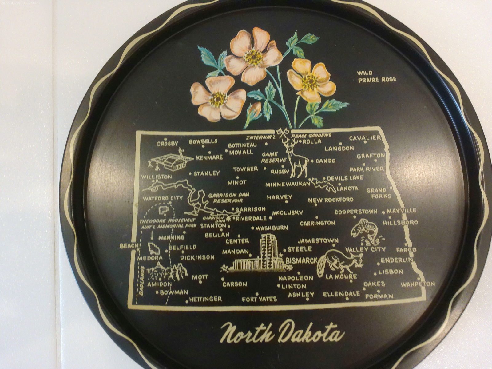 Mid-Century North Dakota Metal Tourist Tray - 2