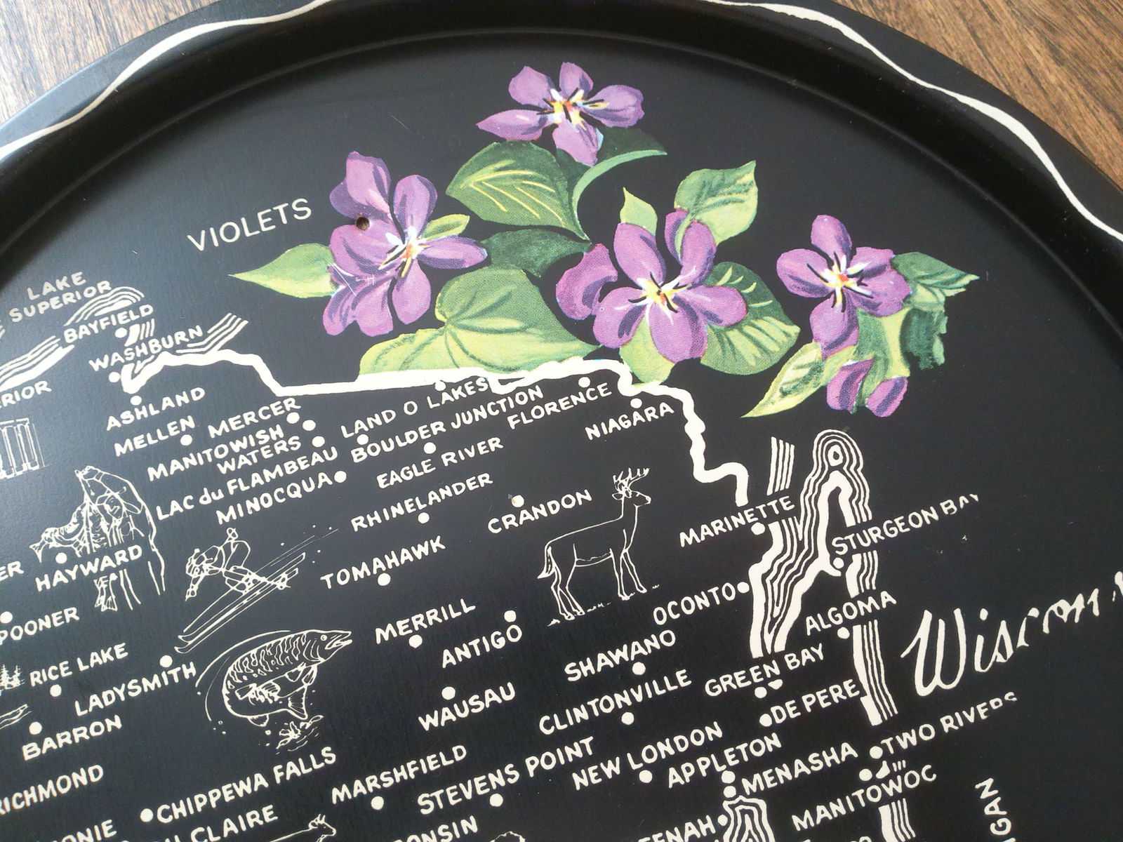 Mid-Century Wisconsin Metal Tourist Tray - 2