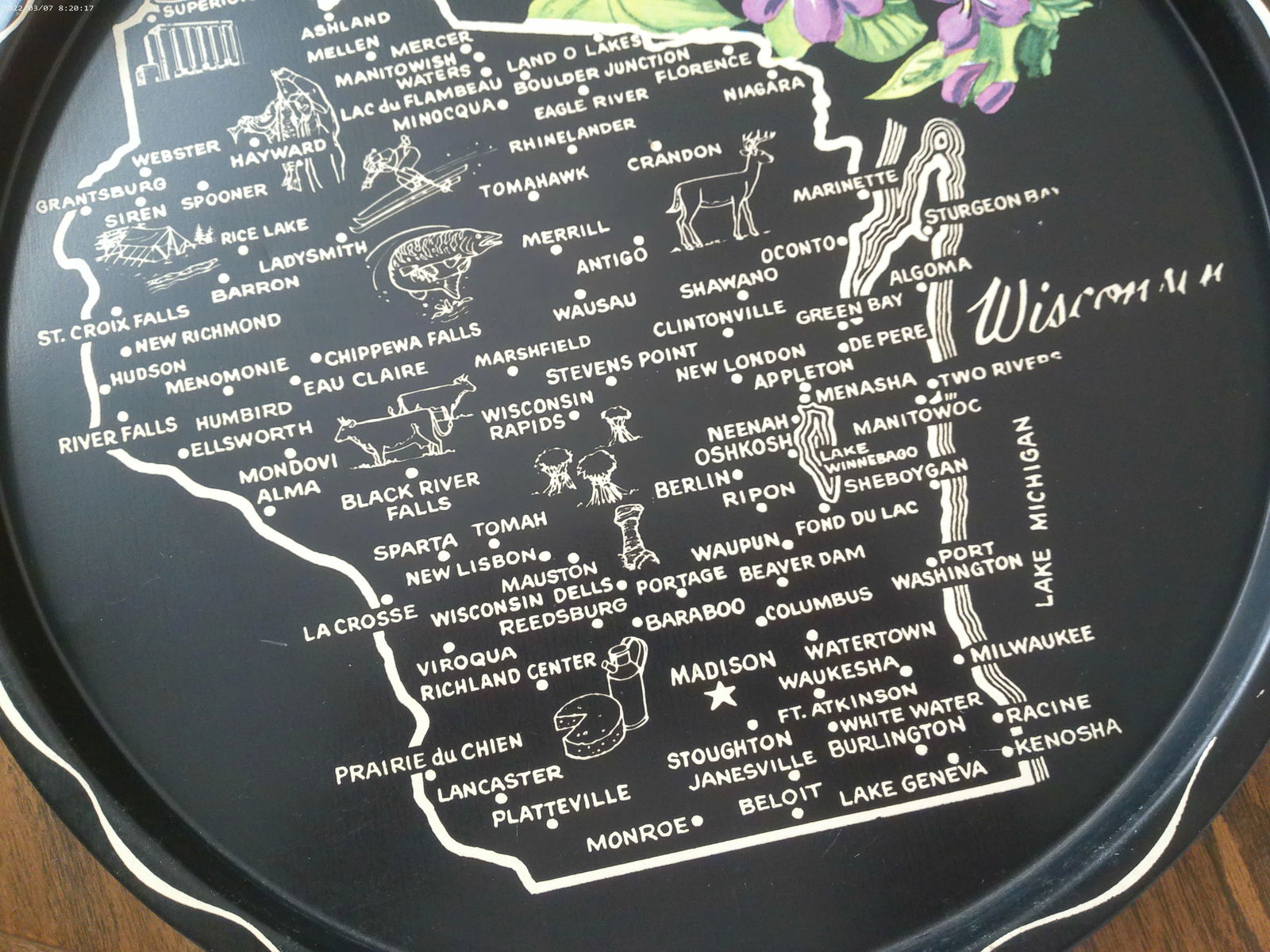 Mid-Century Wisconsin Metal Tourist Tray - 3