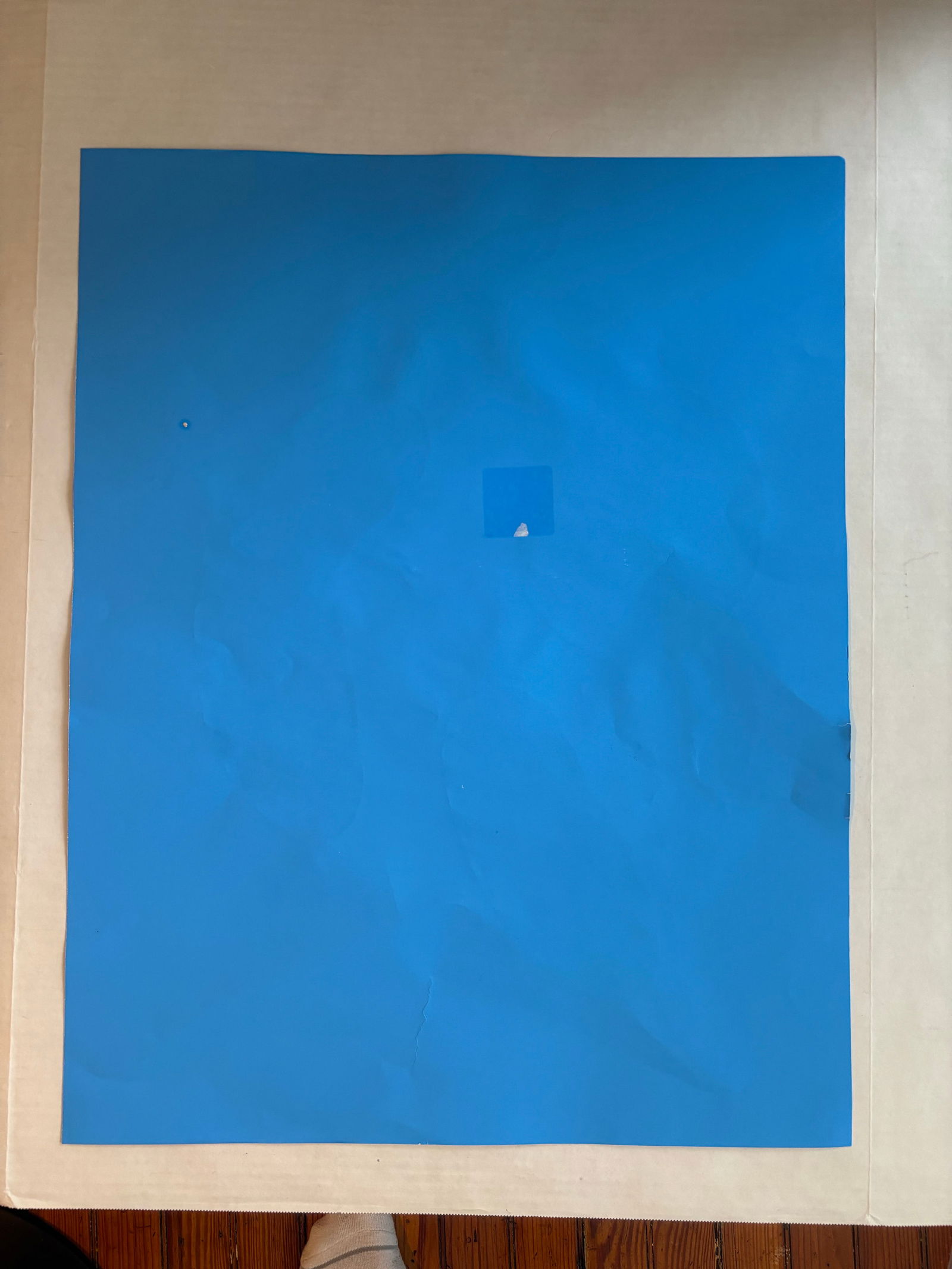 Late 20th Century Original Peter Keil Geometric Abstract Portrait Acrylic Painting on Blue Paper - 3