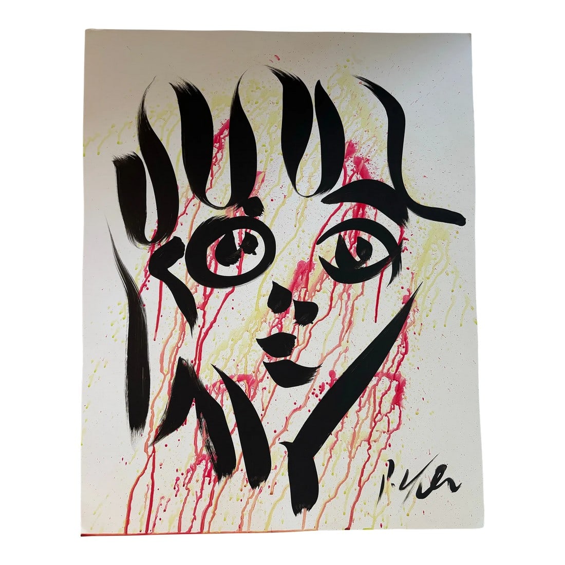 Peter Keil Abstract Portrait Acrylic Painting on Poster: Abstract Portrait Acrylic Painting on Poster 28"H x 22"W Peter Robert Keil, a German artist born in 1942, has led a life immersed in creativity and expression. Known for his vibrant and emotive abstra