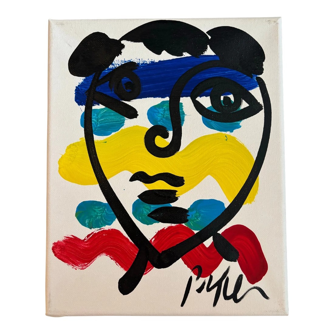 Peter Keil Abstract Portrait Painting on Canvas: Abstract Portrait on Canvas Peter Robert Keil, a German artist born in 1942, has led a life immersed in creativity and expression. Known for his vibrant and emotive abstract paintings, Keil's journey