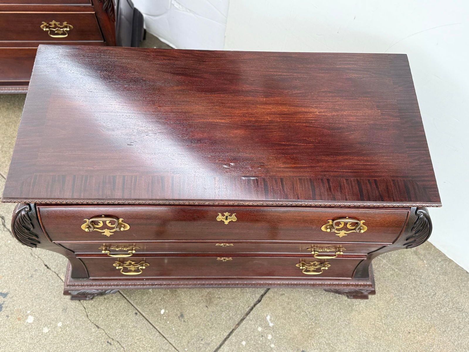 Century Furniture Mohogany Bombe Commode / Dresser, Pair - 2