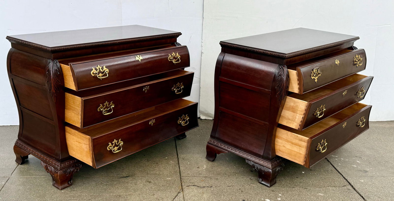 Century Furniture Mohogany Bombe Commode / Dresser, Pair - 8