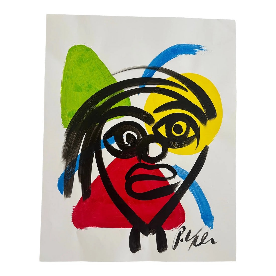 Late 20th Century Original Peter Keil Abstract Portrait Acrylic Painting (1 of 5)