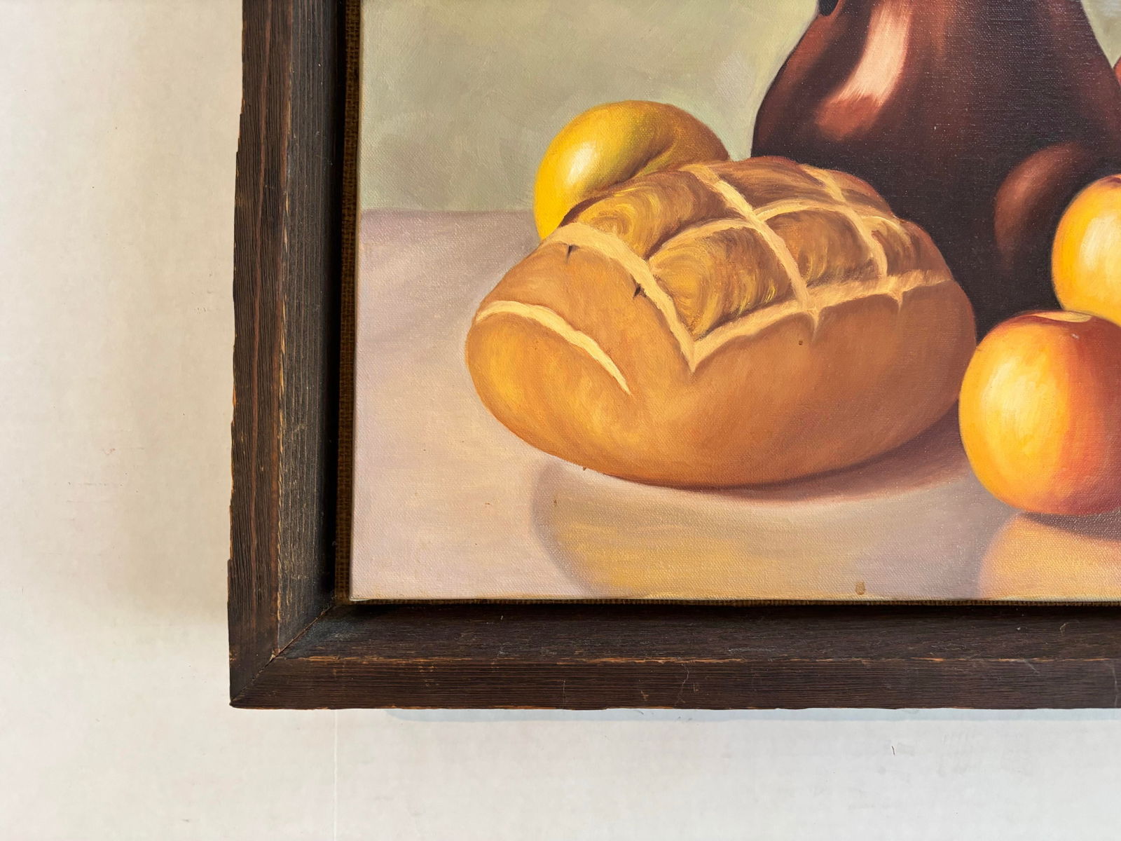 1984 Still Life Painting of Oranges, Bread, and Pitcher - 2