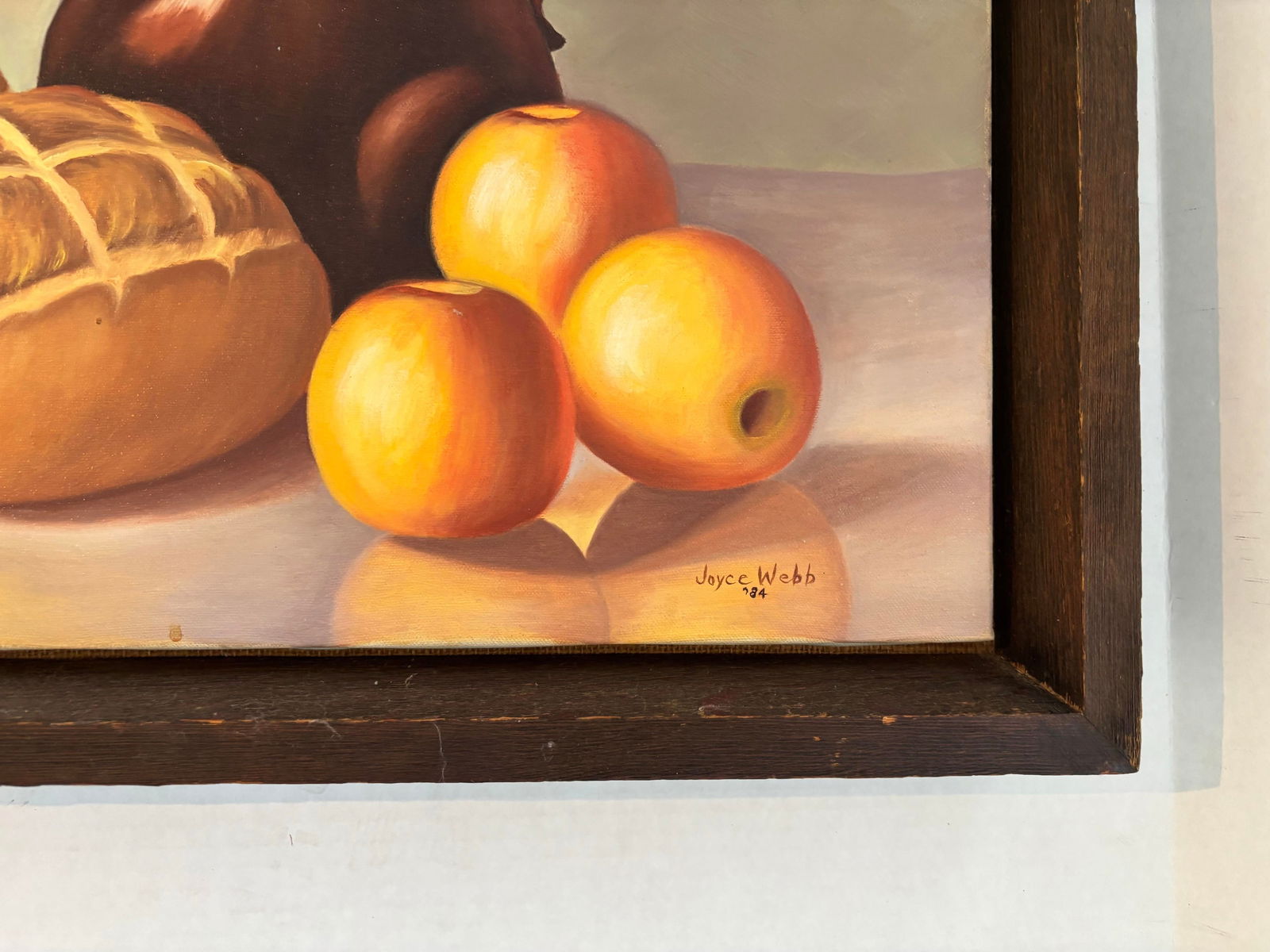 1984 Still Life Painting of Oranges, Bread, and Pitcher - 4
