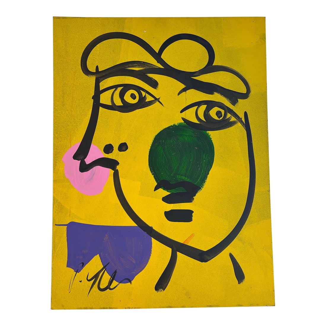 Late 20th Century Peter Keil Abstract Geometric Portrait Painting on Board (1 of 6)