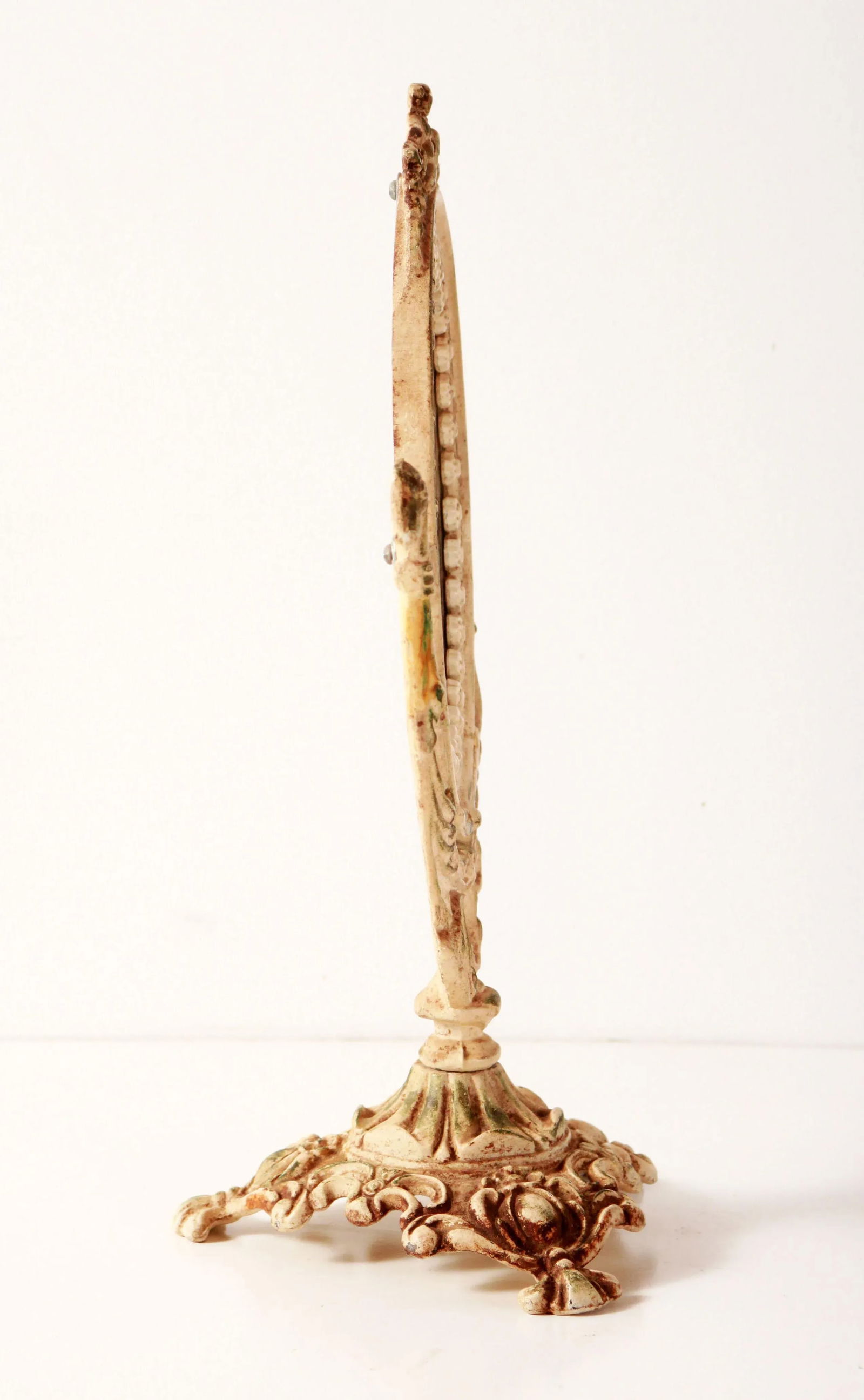 Antique White Iron Swivel Vanity / Dresser Mirror - 4