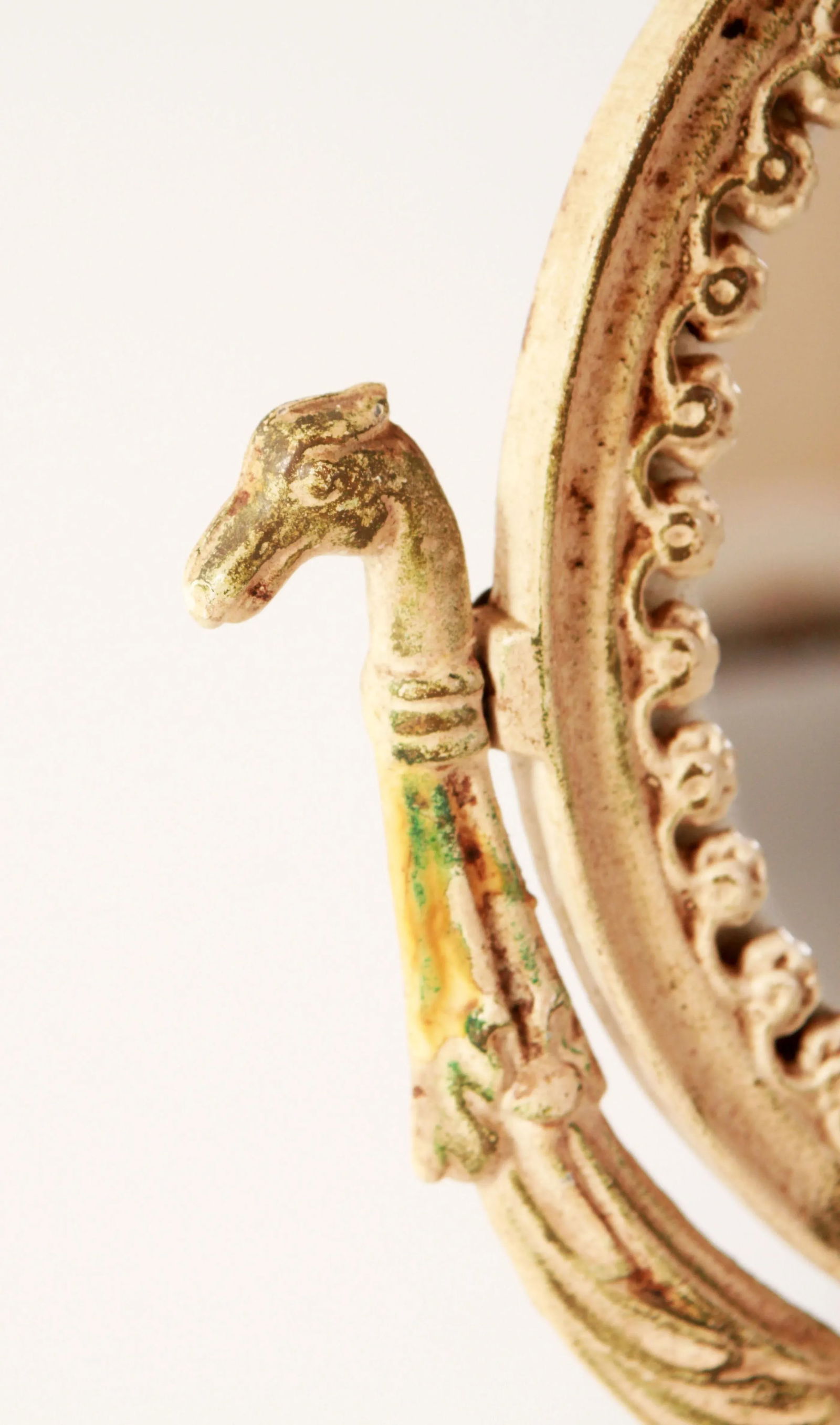 Antique White Iron Swivel Vanity / Dresser Mirror - 6