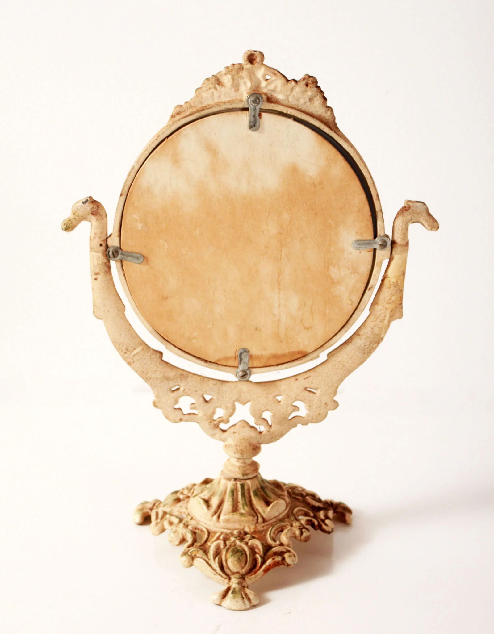 Antique White Iron Swivel Vanity / Dresser Mirror - 7