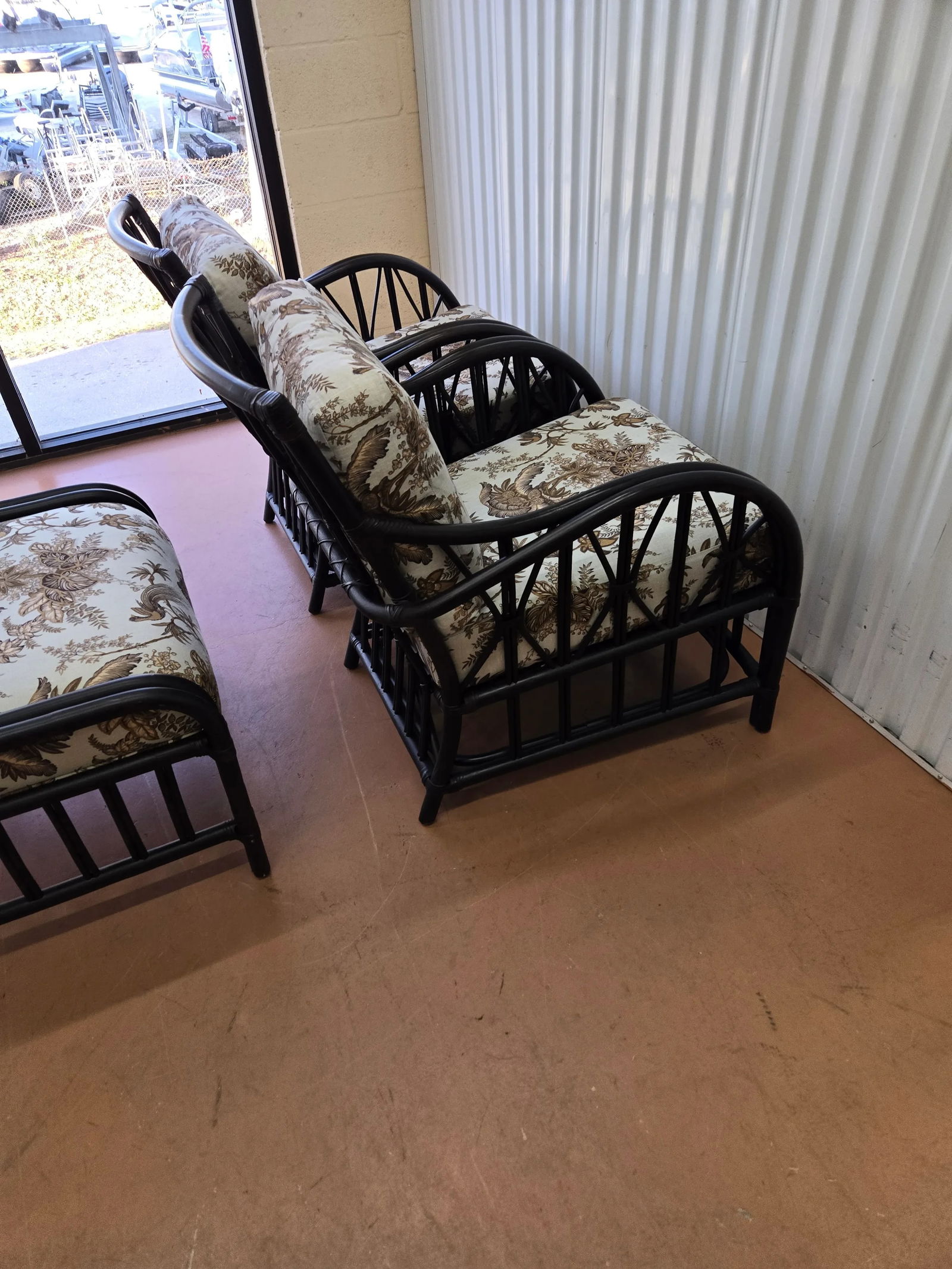 Palecek British Colony Tropical Set, 2 Chairs & 1 Ottoman - 10