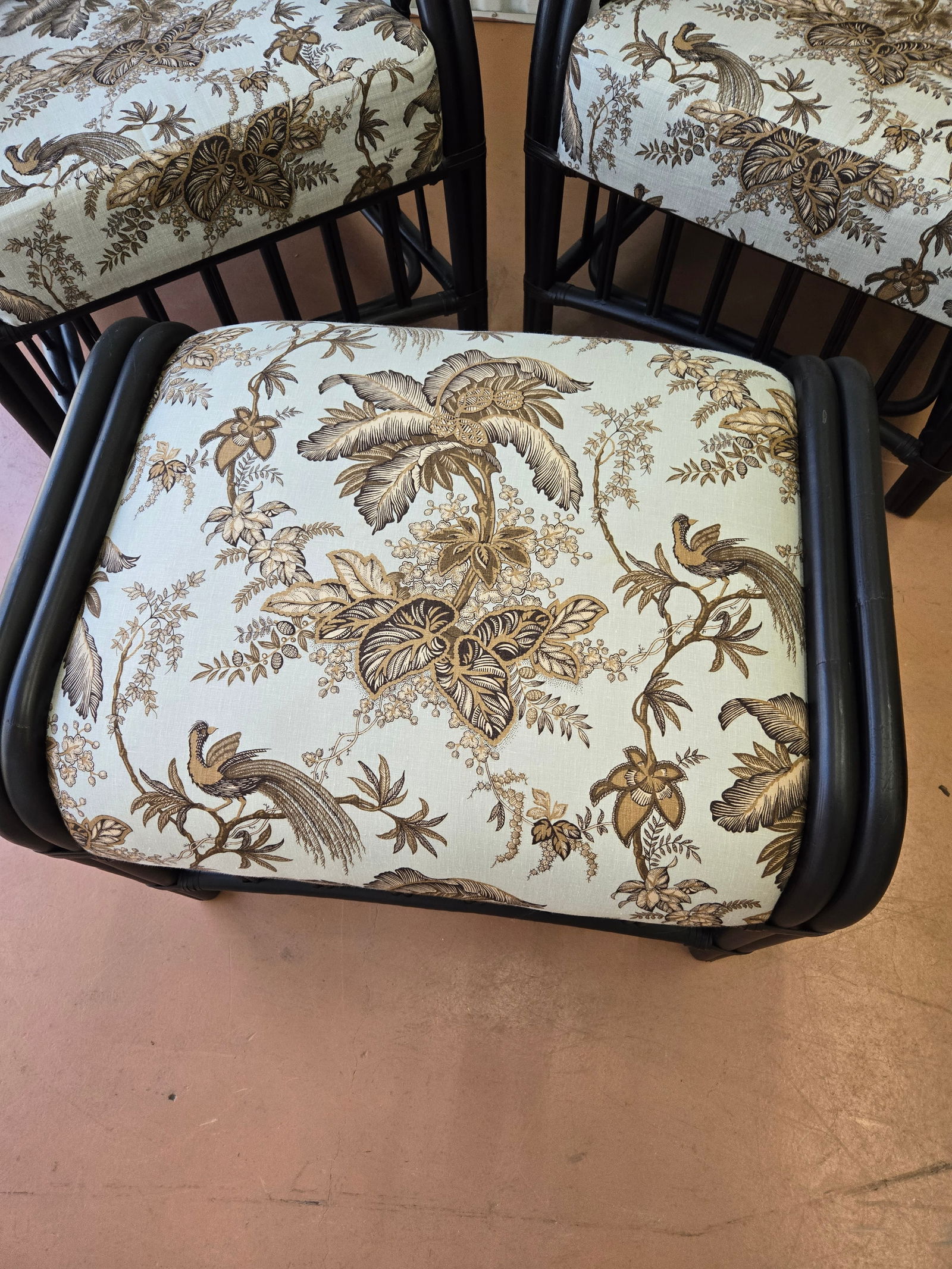 Palecek British Colony Tropical Set, 2 Chairs & 1 Ottoman - 4