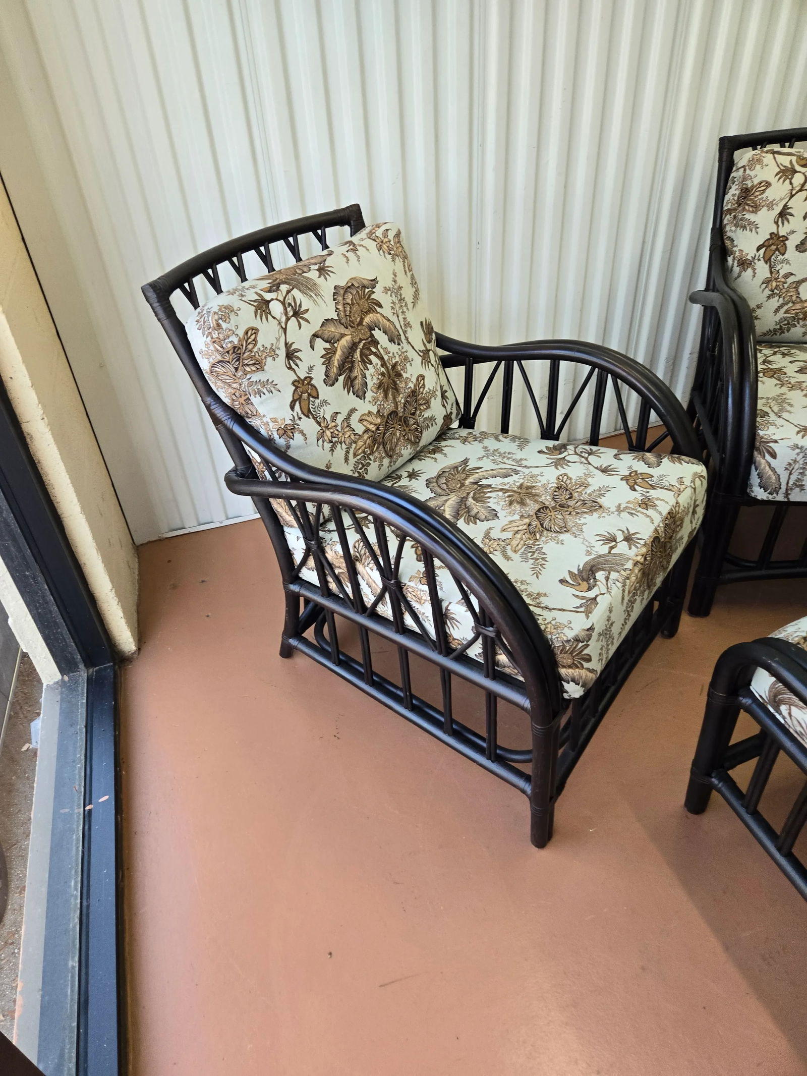 Palecek British Colony Tropical Set, 2 Chairs & 1 Ottoman - 7