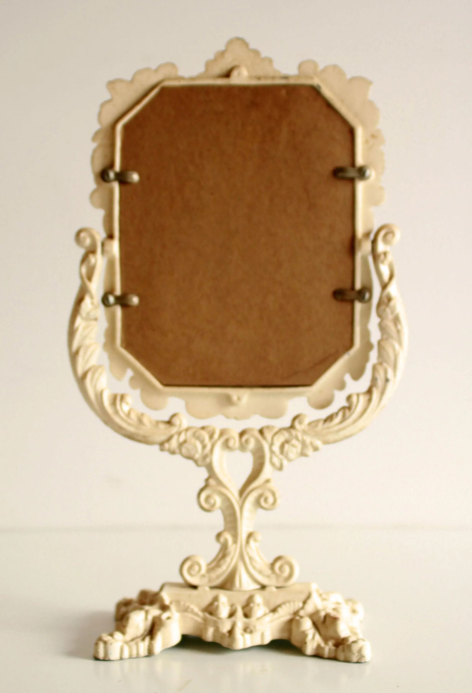 Vintage Cast Iron Victorian Vanity / Dresser Make Up Mirror - 5