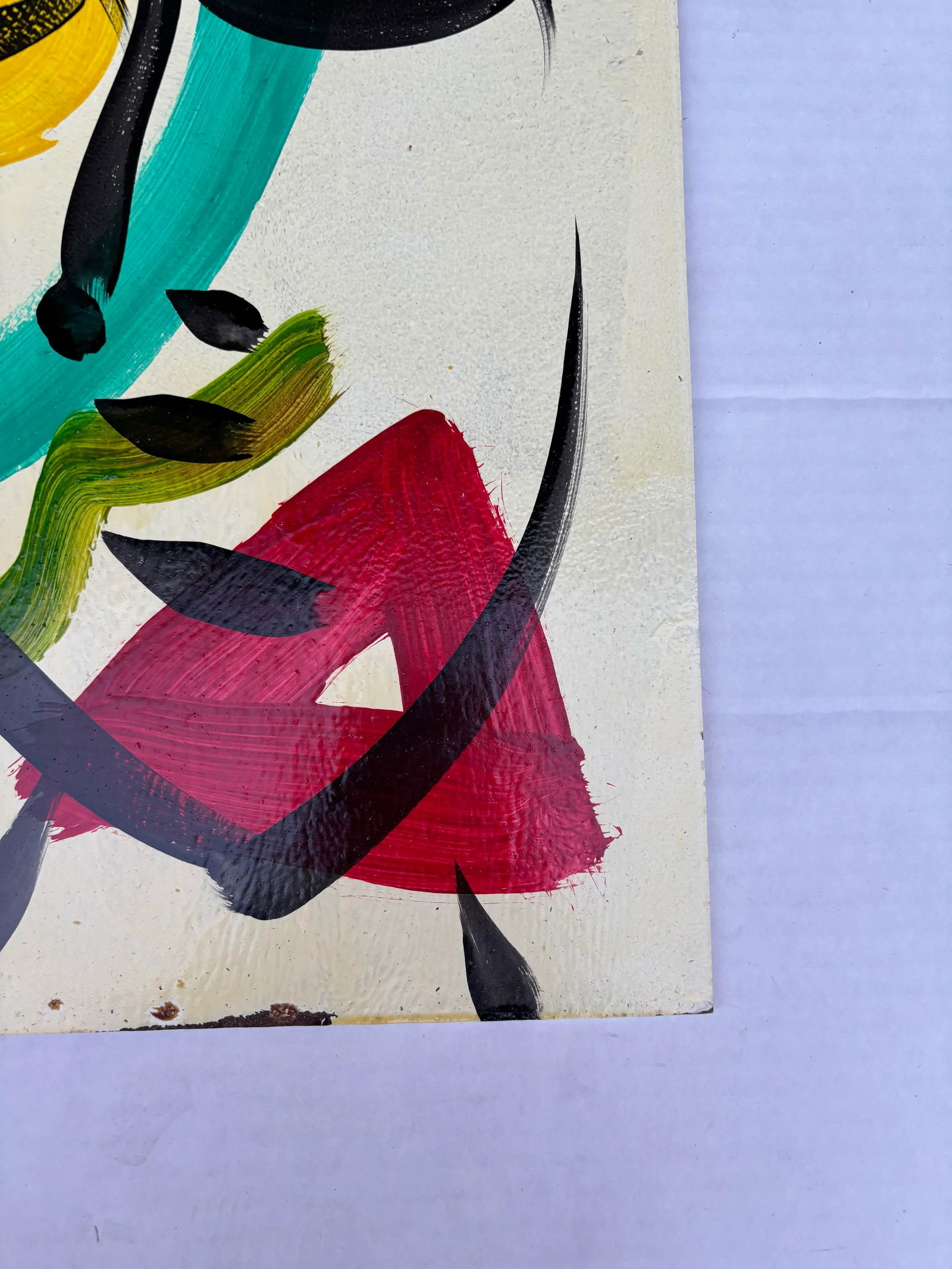 Abstract Geometric Portrait Painting on Board, Peter Keil - 3