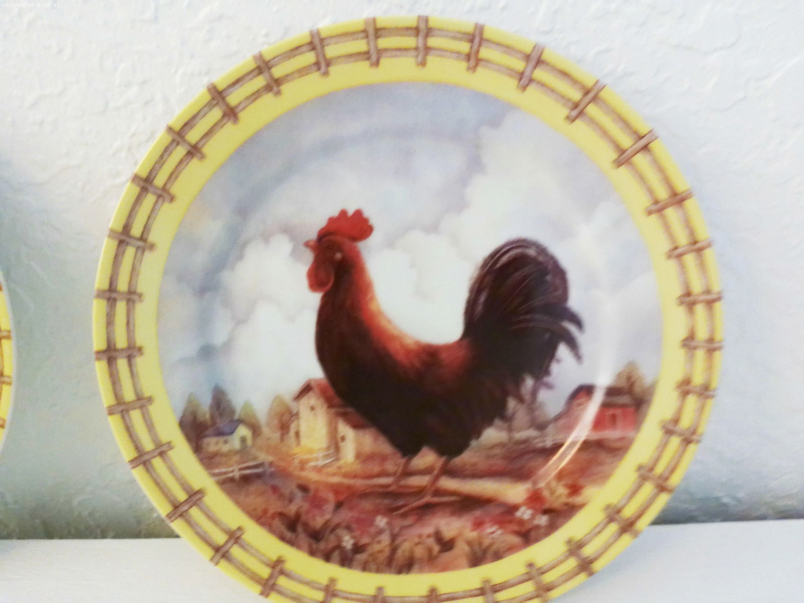 Vintage Rooster & Hen Country Display Plates, a Pair - 3