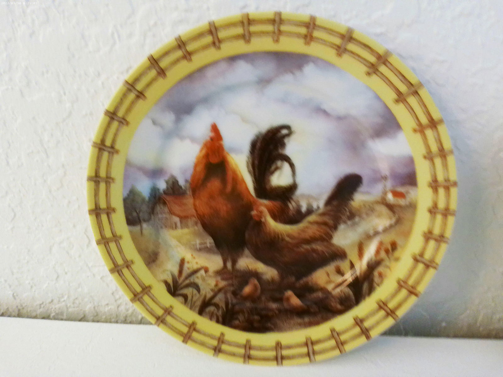 Vintage Rooster & Hen Country Display Plates, a Pair - 4