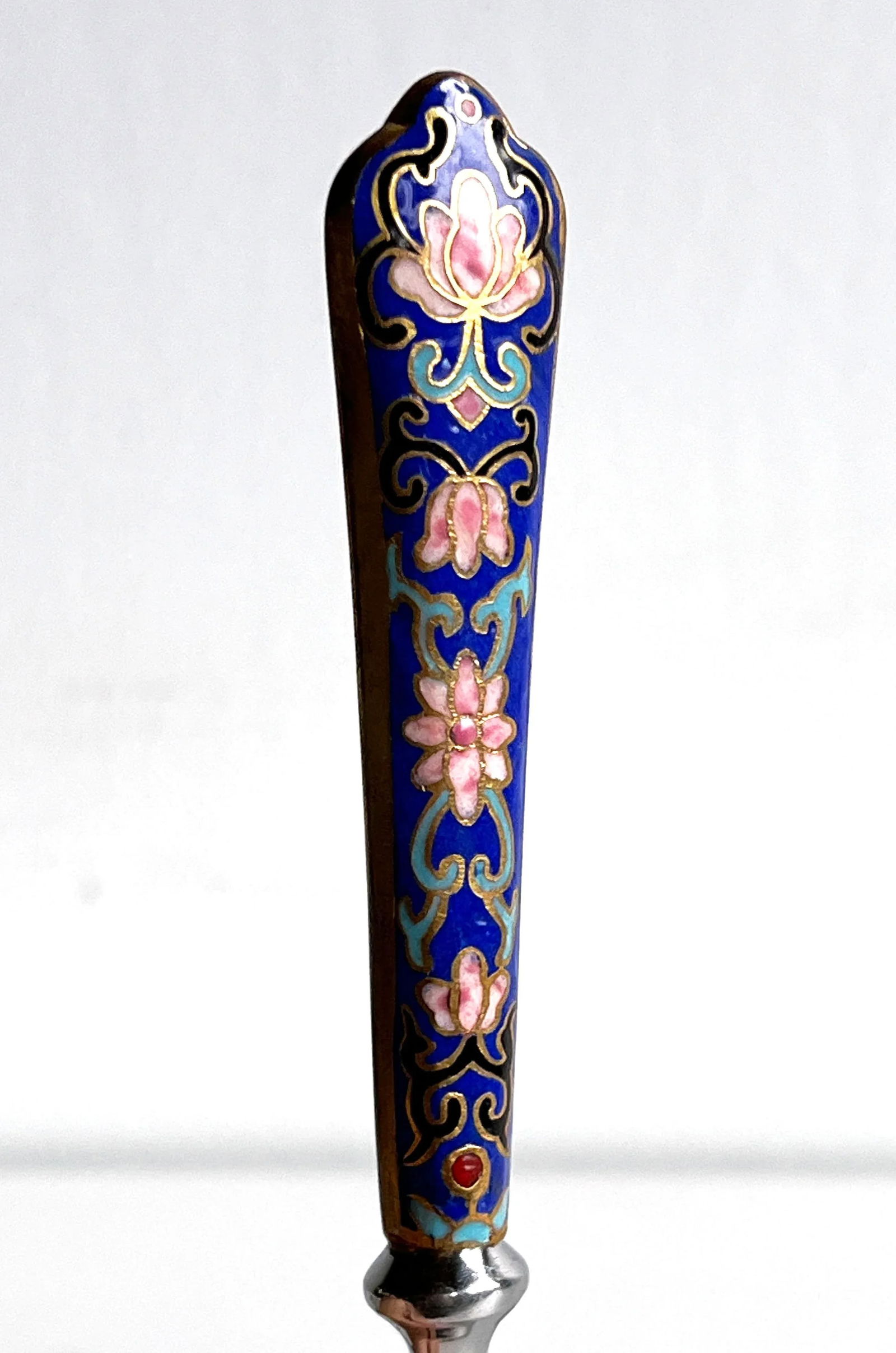 Vintage Cloisonné Flatware Pieces W/ Blue Floral Handles - Set of 3 - 2