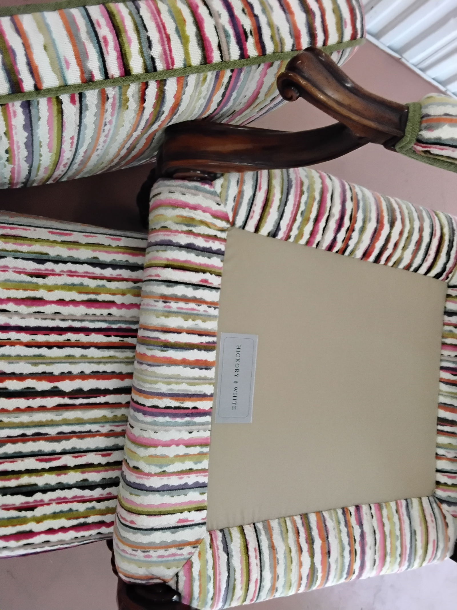 1980s Traditional Hickory White Chair and Ottoman - 11