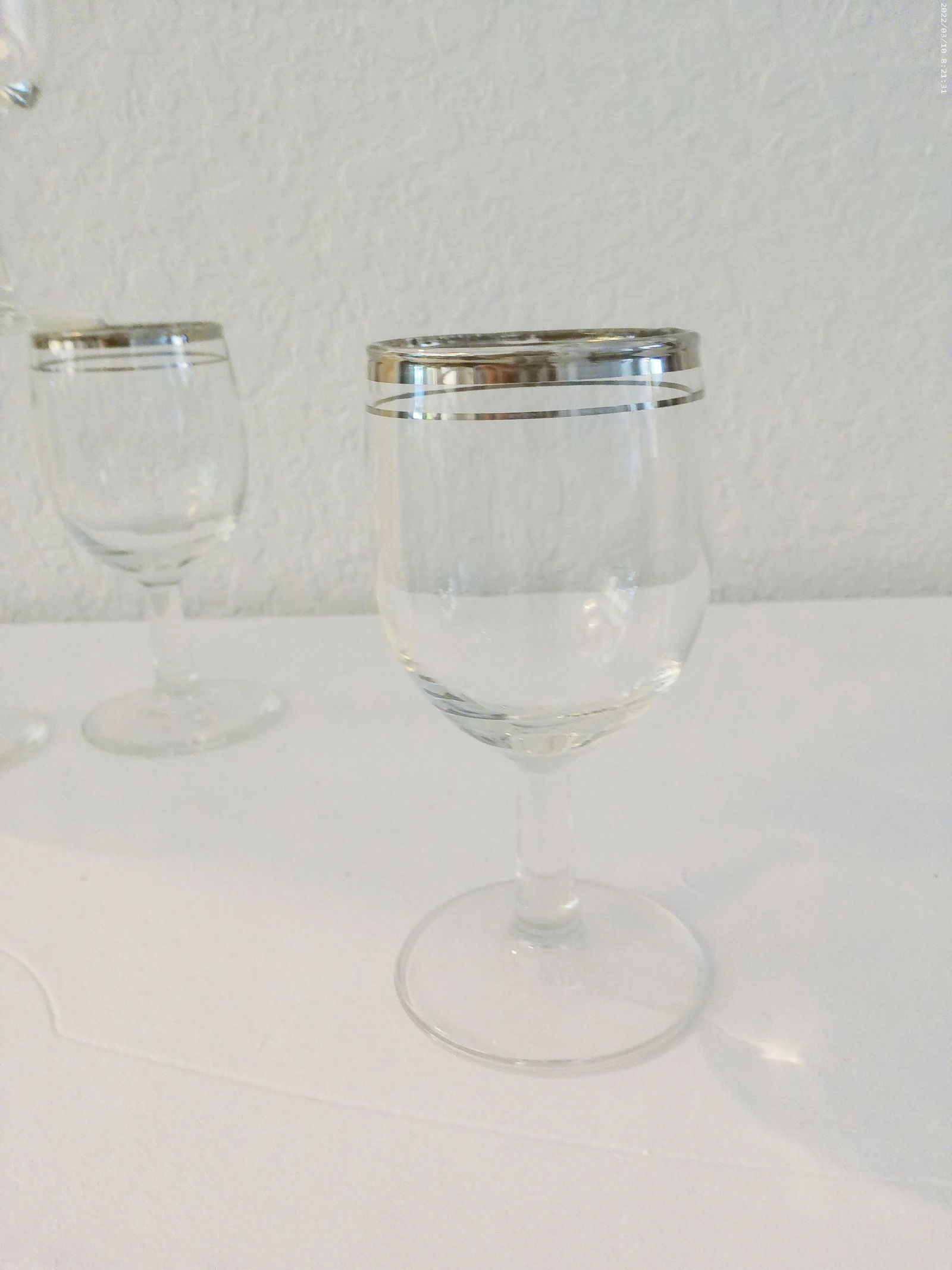Mid-Century Silver-Rimmed Wine Glasses, Set of 4 - 2