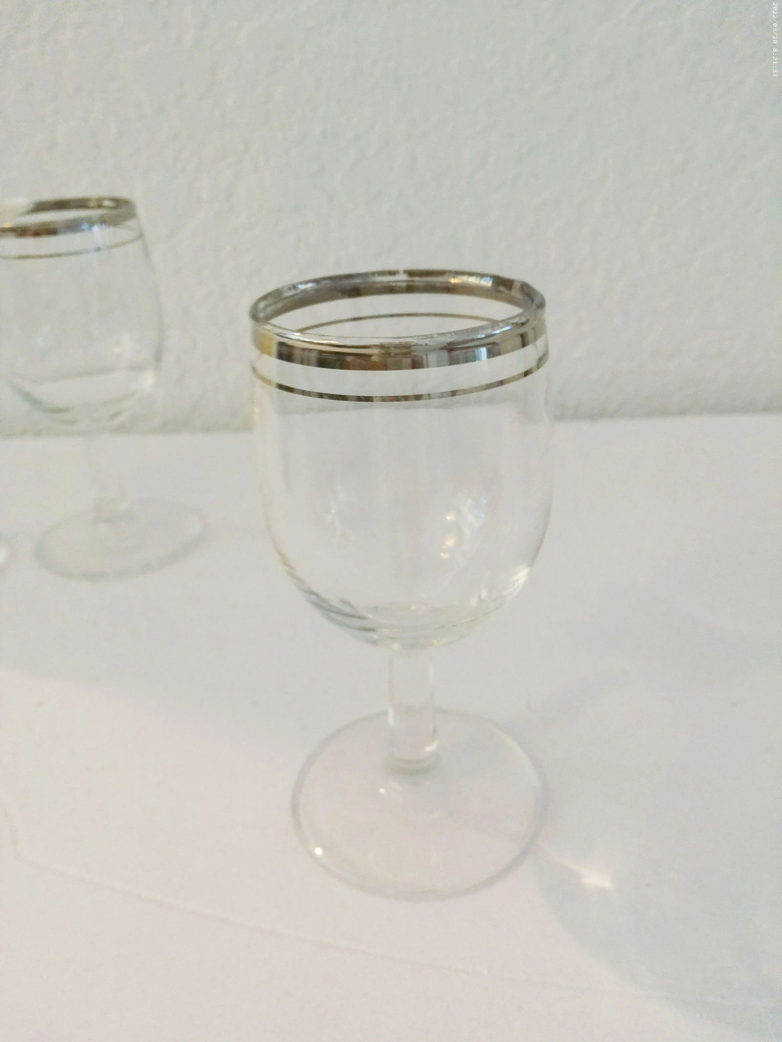 Mid-Century Silver-Rimmed Wine Glasses, Set of 4 - 3