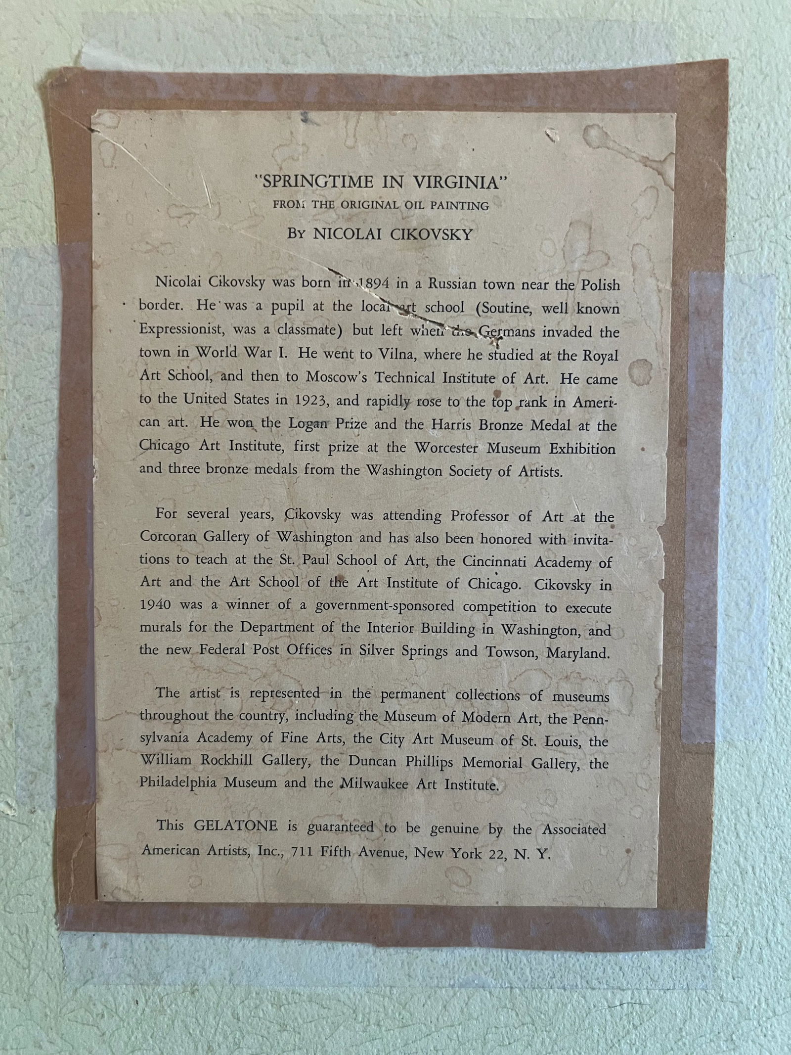 Springtime in Virginia by Nicolai Cikovsky, Original Print - Framed - 8