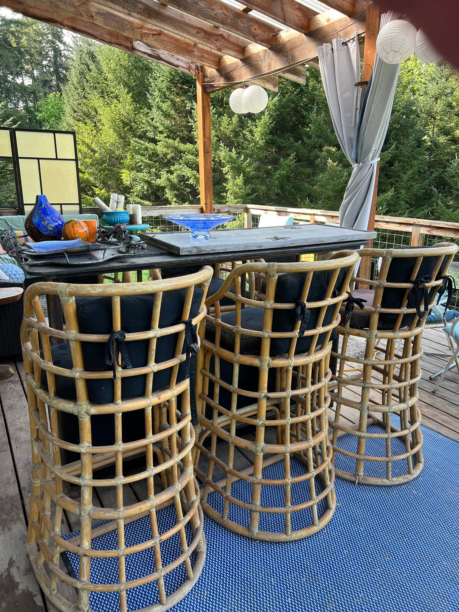 1970's Bamboo Bar Stools - Set of 3 - 2