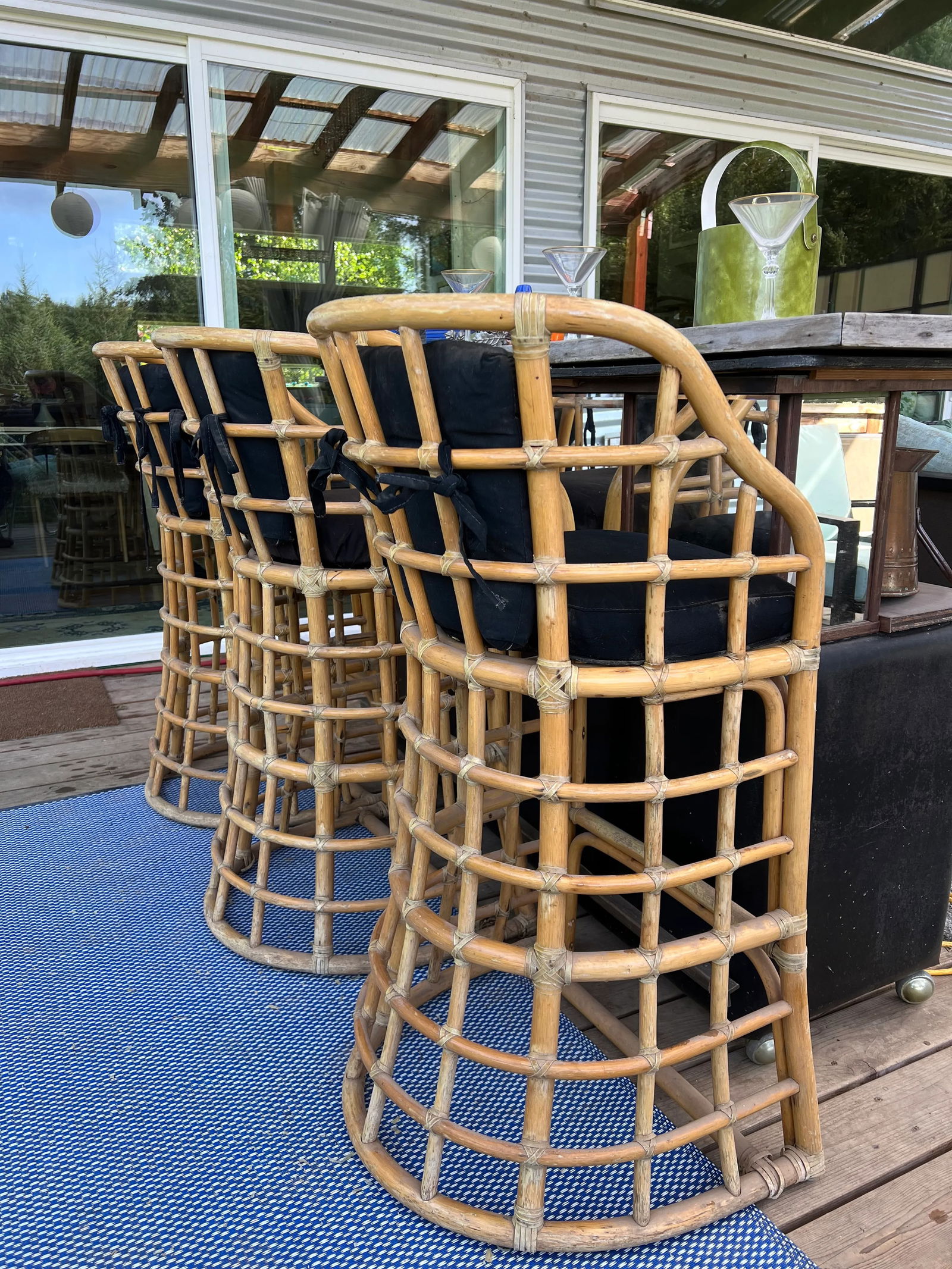 1970's Bamboo Bar Stools - Set of 3 - 8