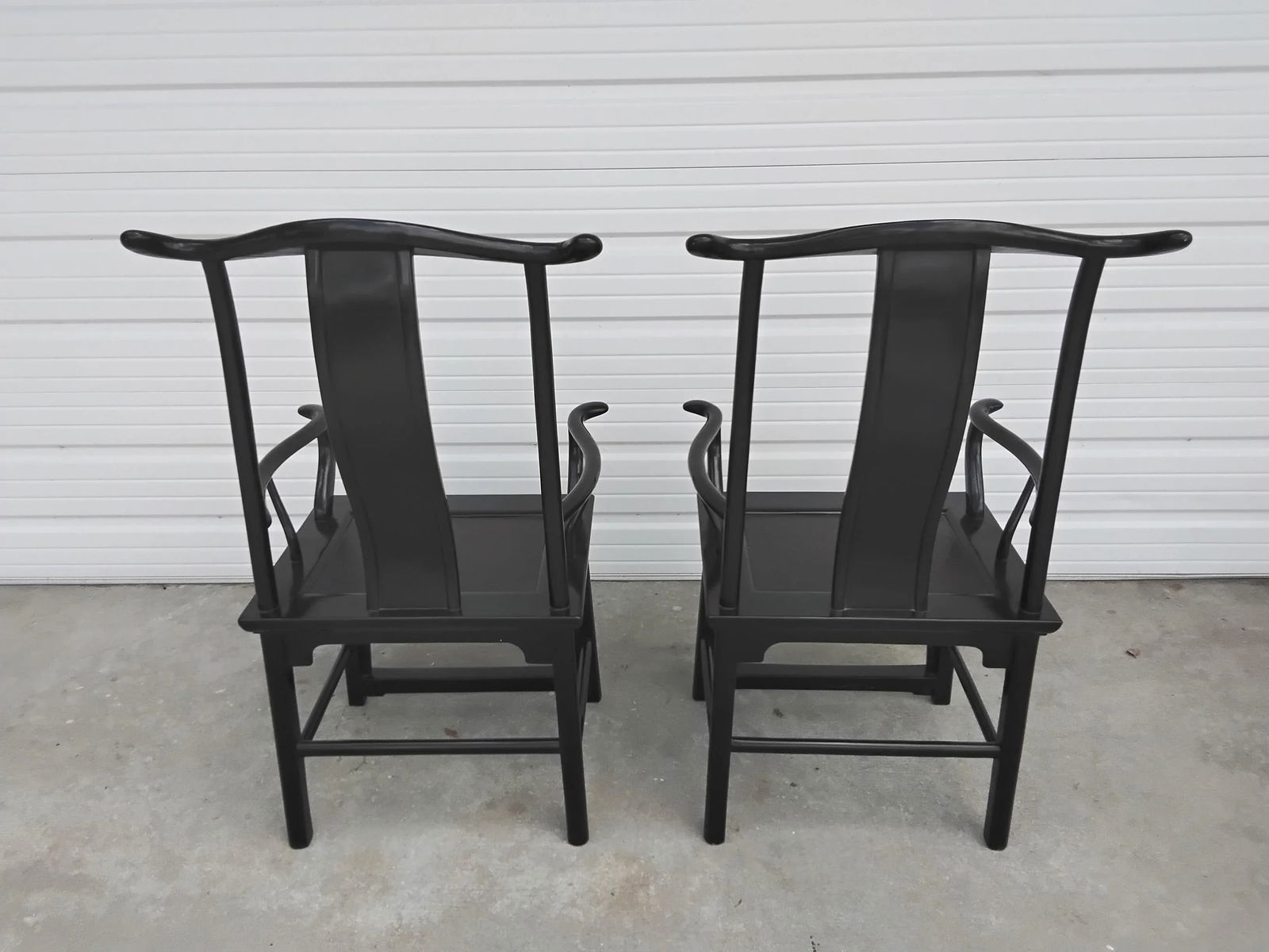 1980s Chinese Yoke Back Lacquer Chairs - Set of 2 - 2