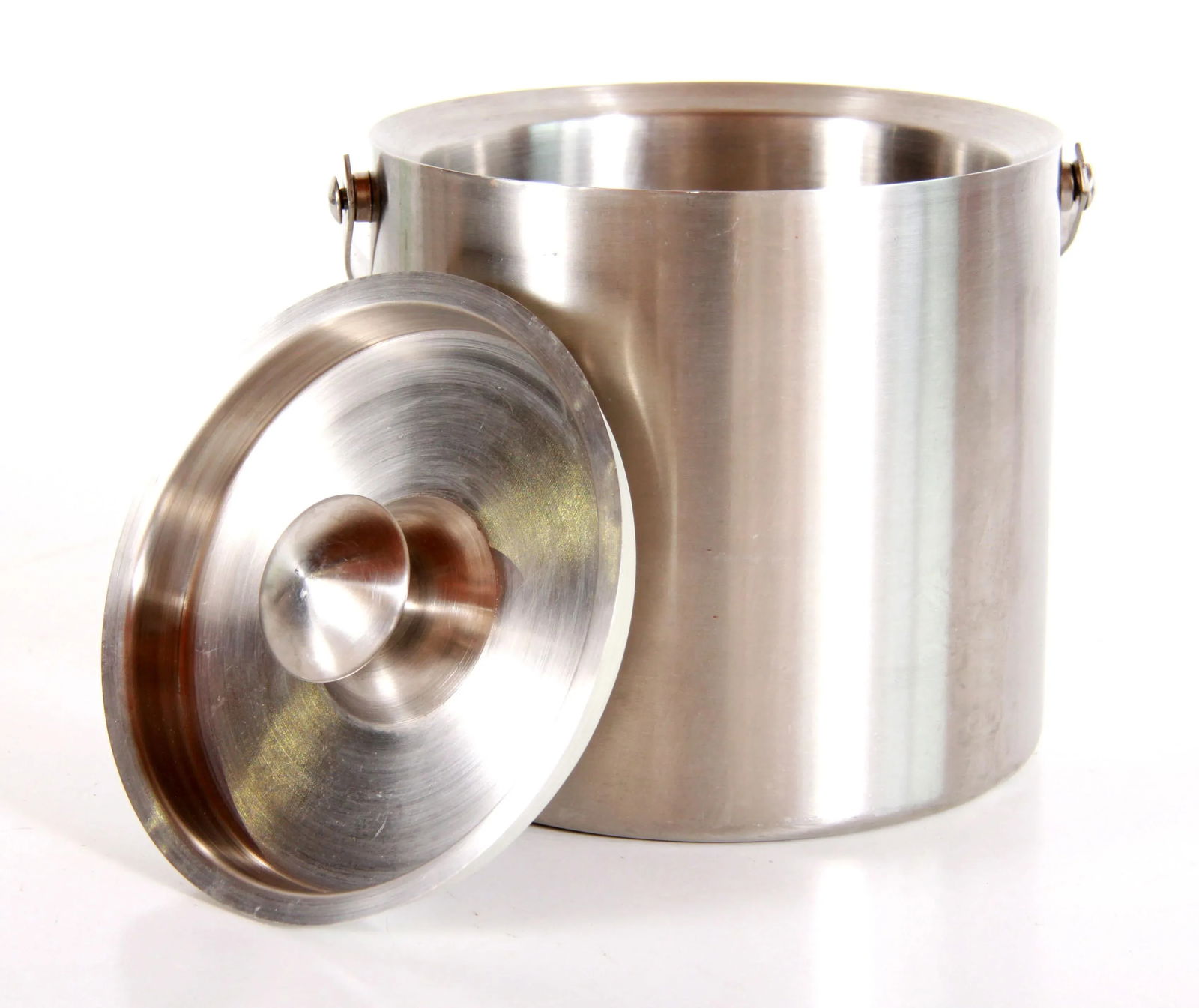 Vintage Mid Century Modern Insulated Stainless Steel Ice Bucket - 8