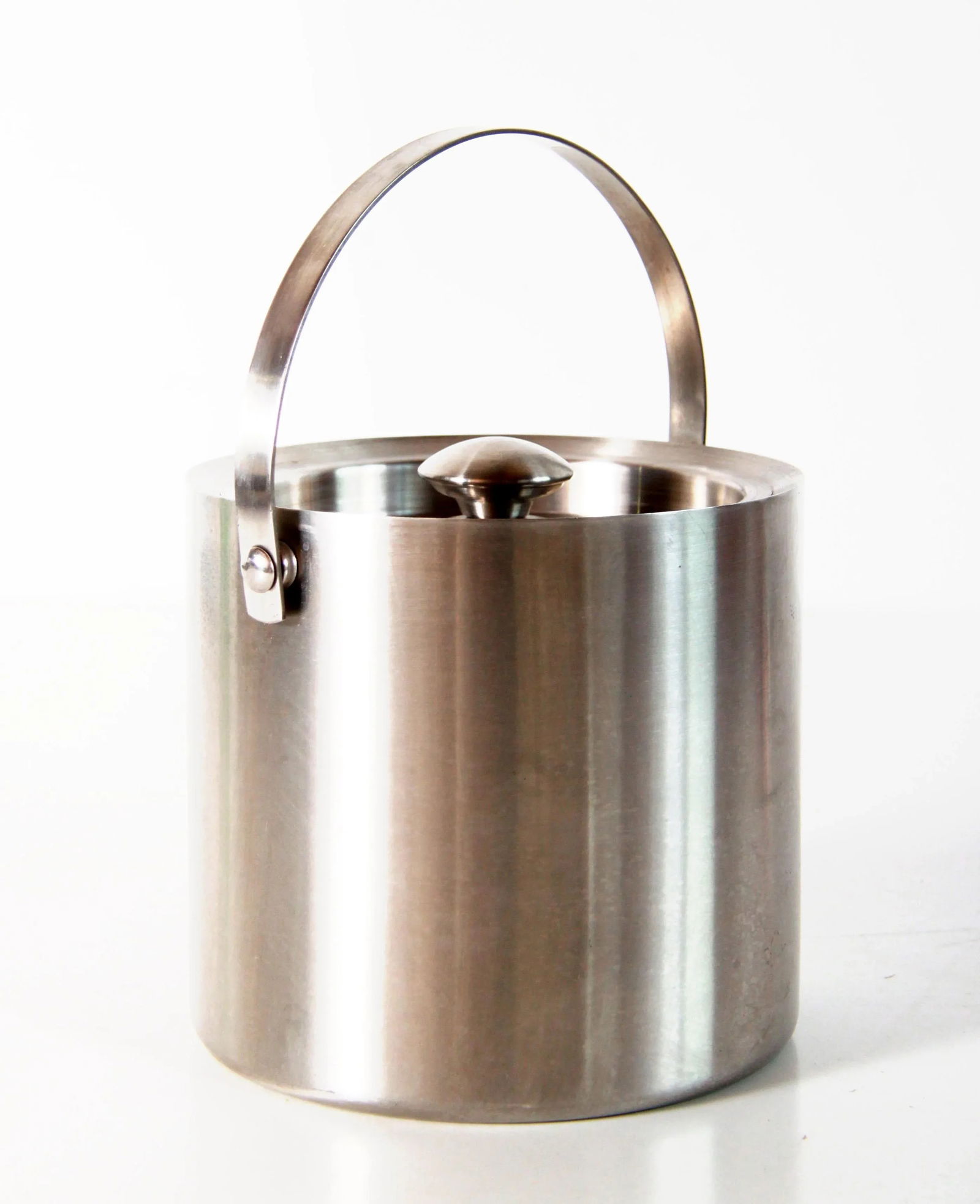 Vintage Mid Century Modern Insulated Stainless Steel Ice Bucket - 9